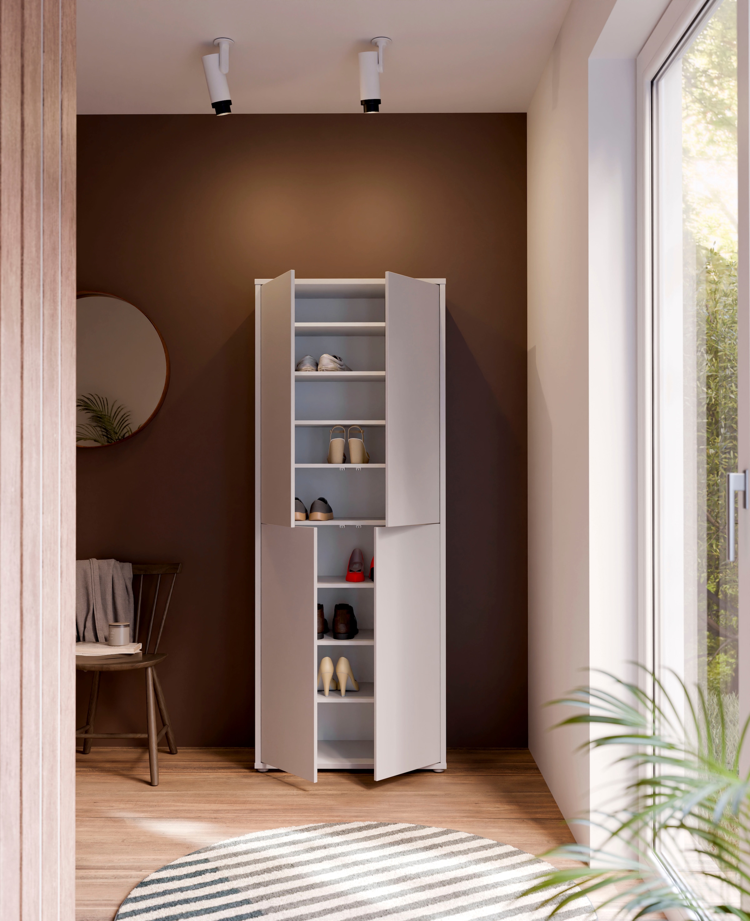 FORTE Schuhschrank »Alice Springs«, (B/H/T 74,5/191,9/34,9 cm), Stauraumschrank, Mehrzweckschrank, Breite 74,5 cm, mit 8 Böden