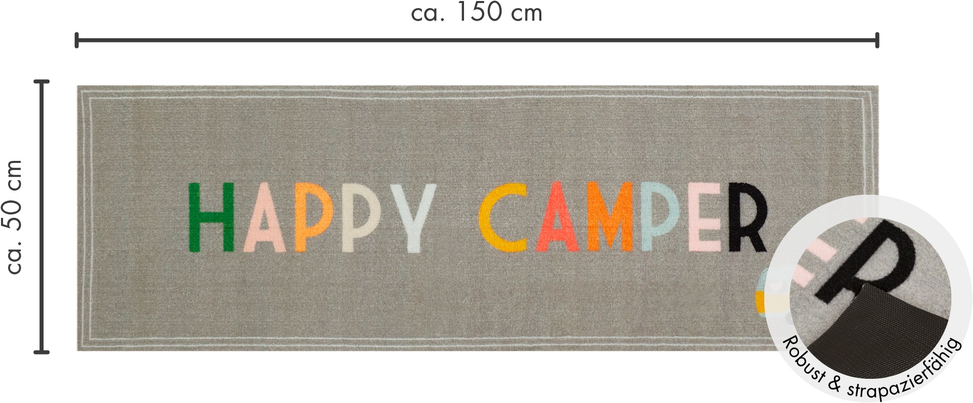 my home Läufer »Camping«, rechteckig, 8,5 mm Höhe, mit Schriftzug, ideal für Camper & Wohnwagen, In- und Outdoor geeignet