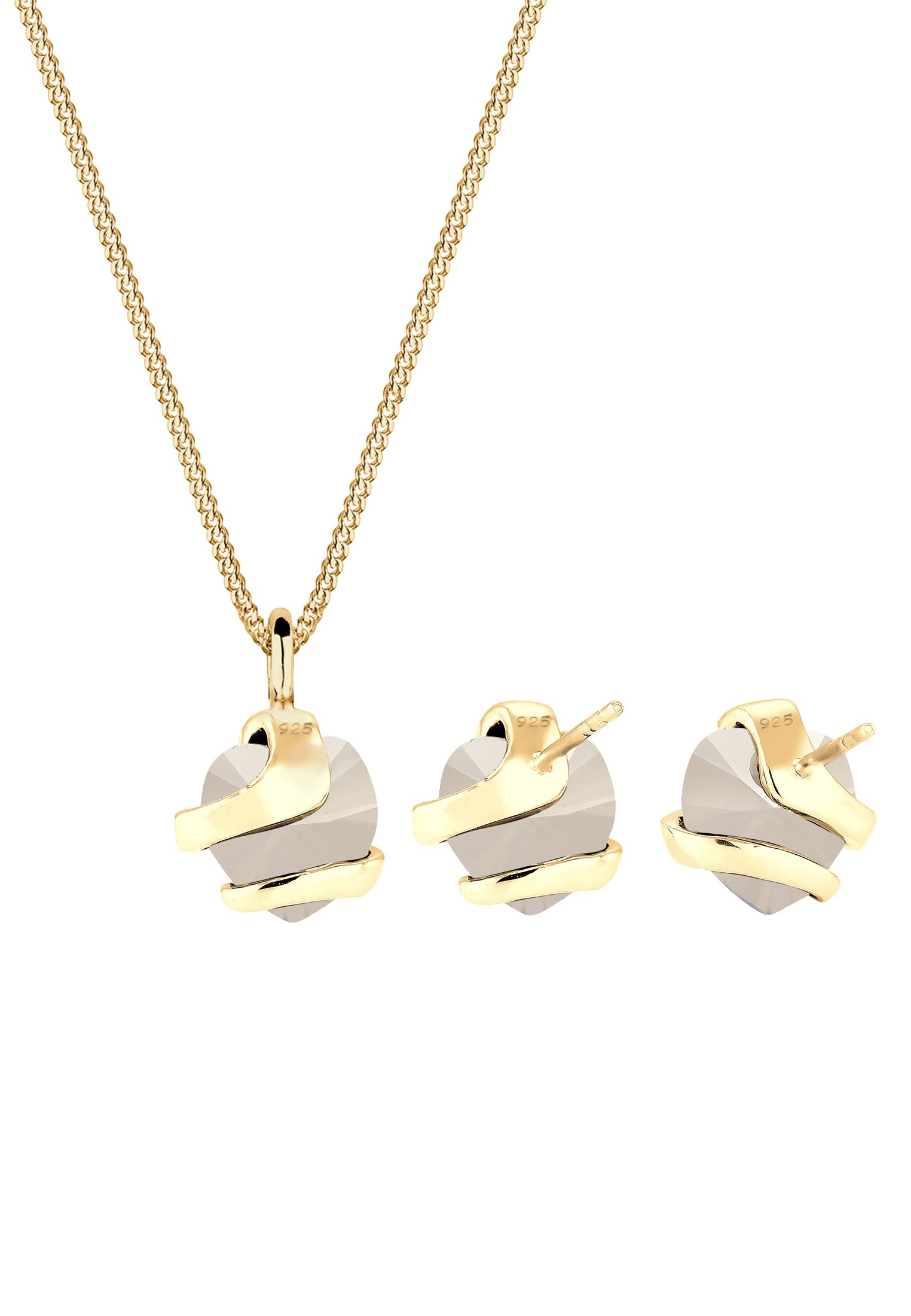 Elli Ohrring und Ketten Set »Schmuckset Herz Glamourös 925 Silber, mit Kristallen von Swarovski®« ()