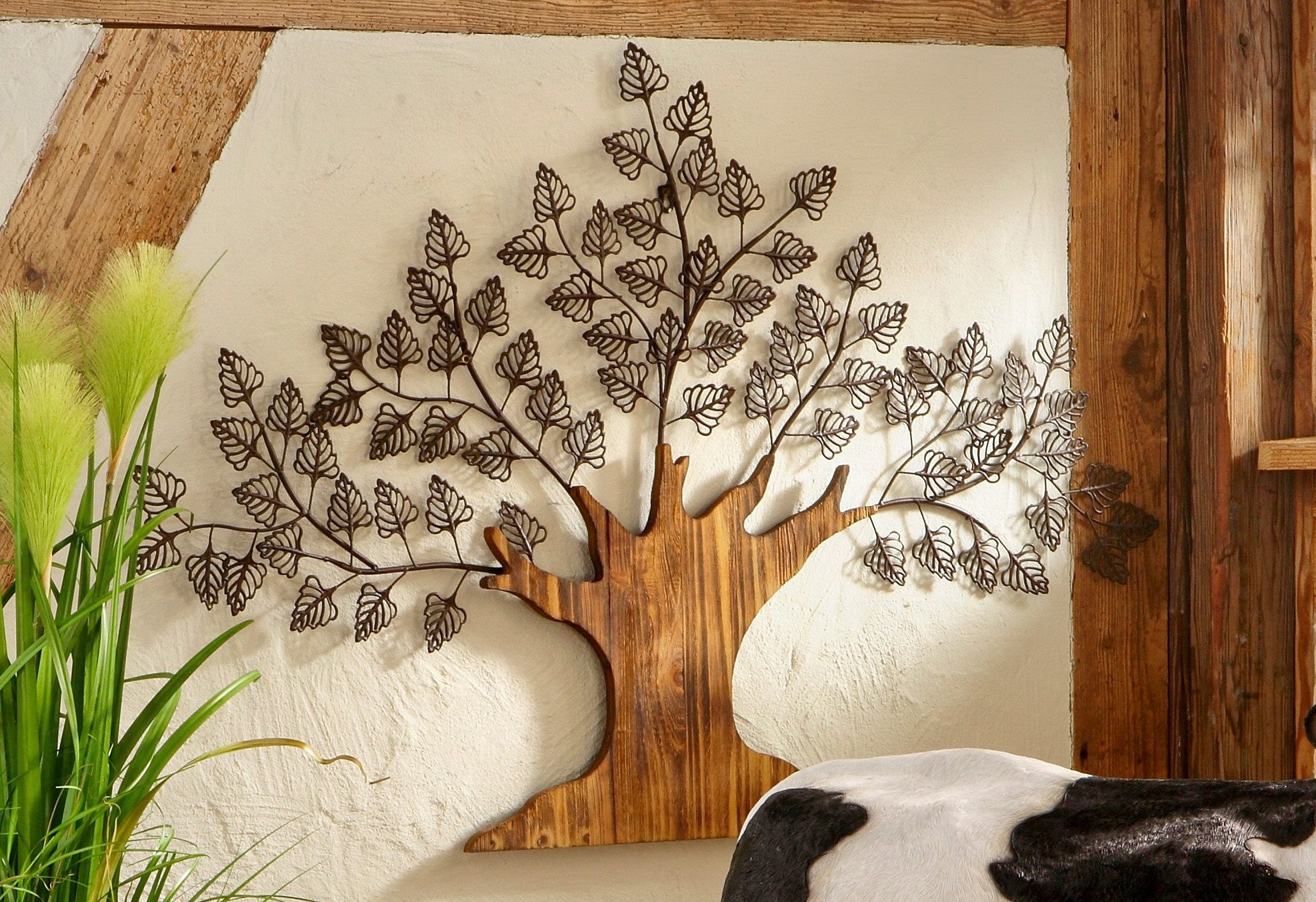 HOFMANN LIVING AND MORE Wanddekoobjekt »Baum«, Materialmix aus Metall und Holz