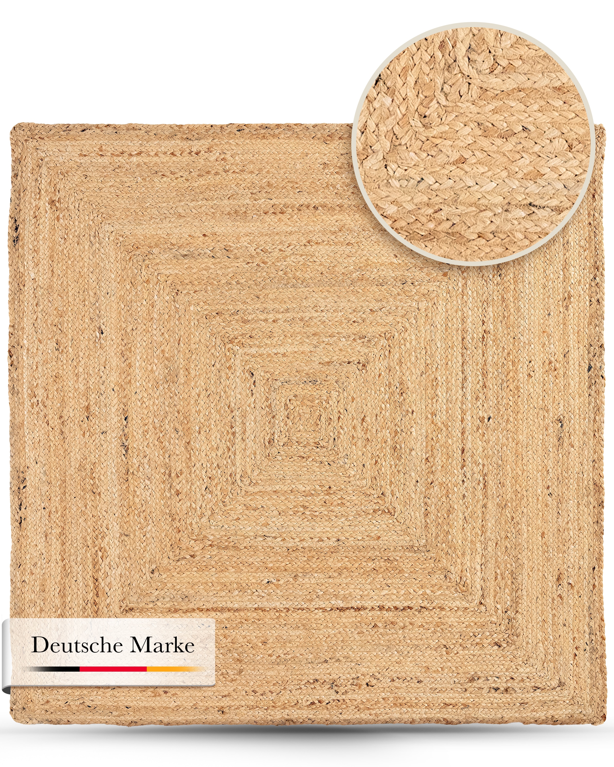 carpetfine Teppich »Nele Juteteppich Naturfaser«, rechteckig, 6 mm Höhe, geflochtener Wendeteppich aus 100% Jute, quadratisch und als Läufer