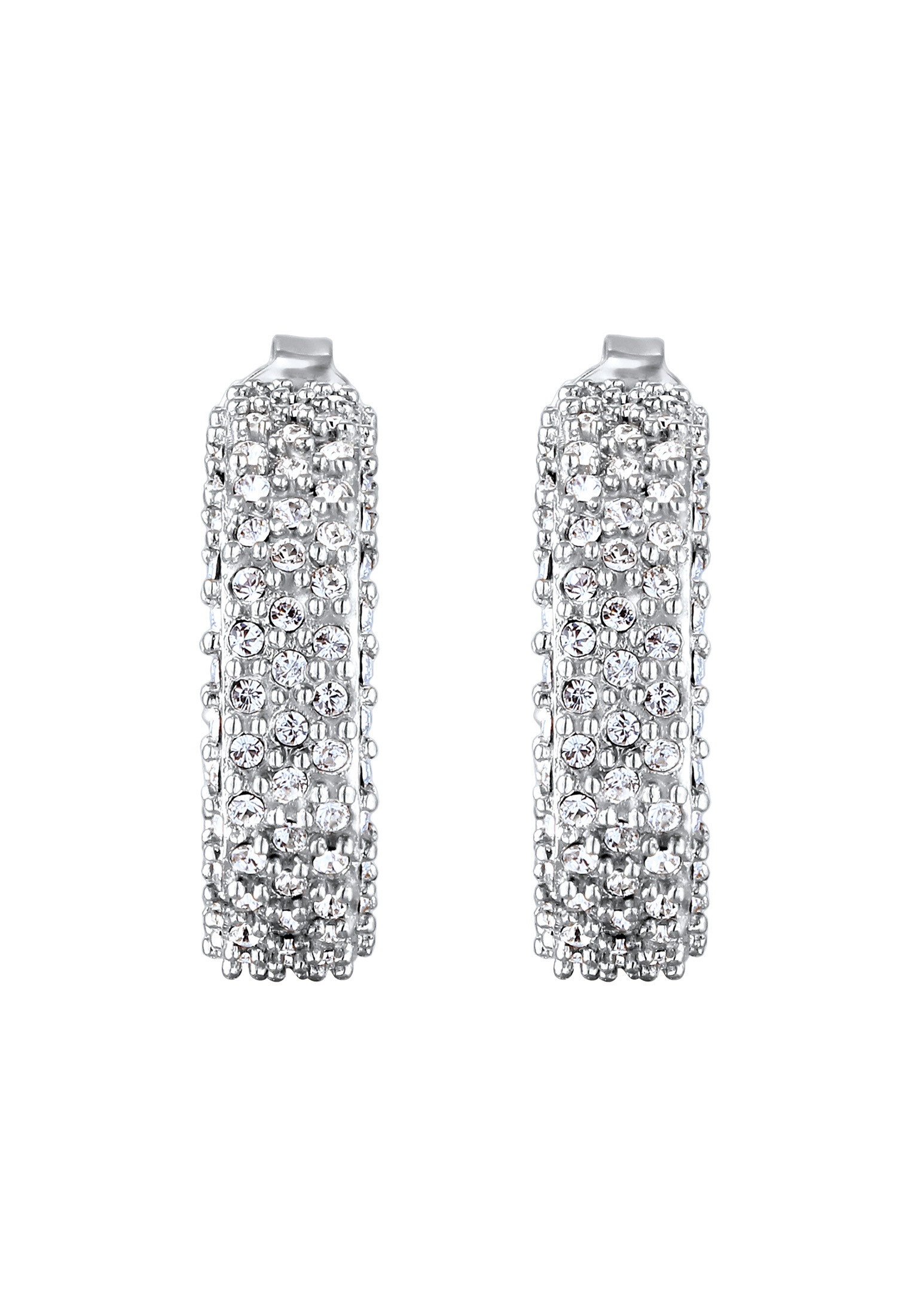 Elli Paar Ohrstecker »Ohrringe Ohrstecker Creolen Glas Kristalle Weiß 925 Sterling Silber«