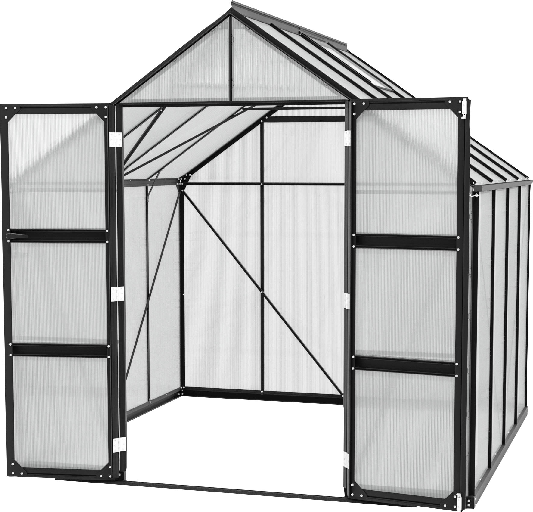 Vitavia Gewächshaus "Domus 6700" mit Doppelschwingtüren und bodentiefer Türschwelle, 6 mm Hohlkammer