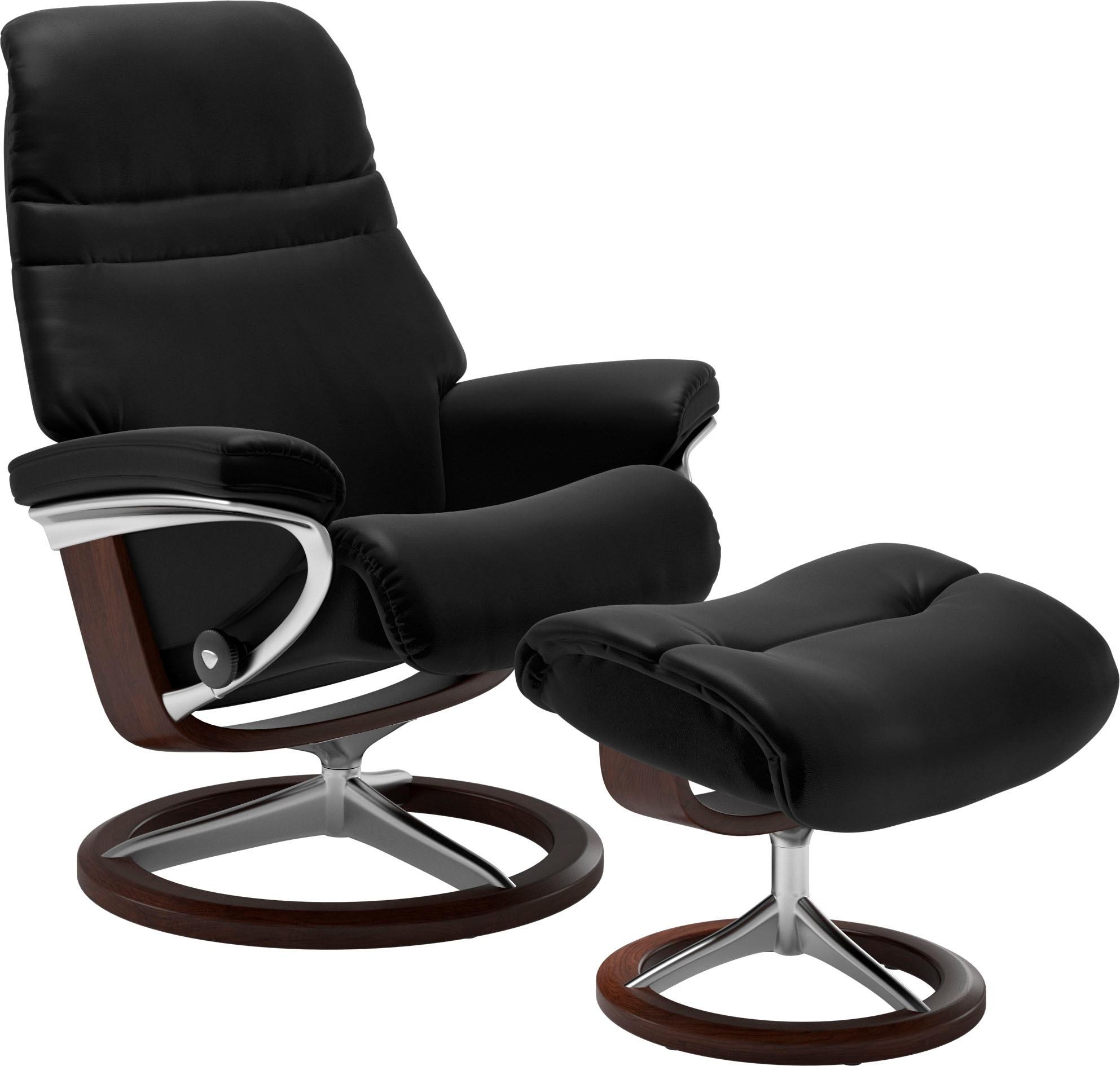 Stressless® Relaxsessel »Sunrise«, (Set, Relaxsessel mit Hocker), mit Signature Base, Größe M, Gestell Braun