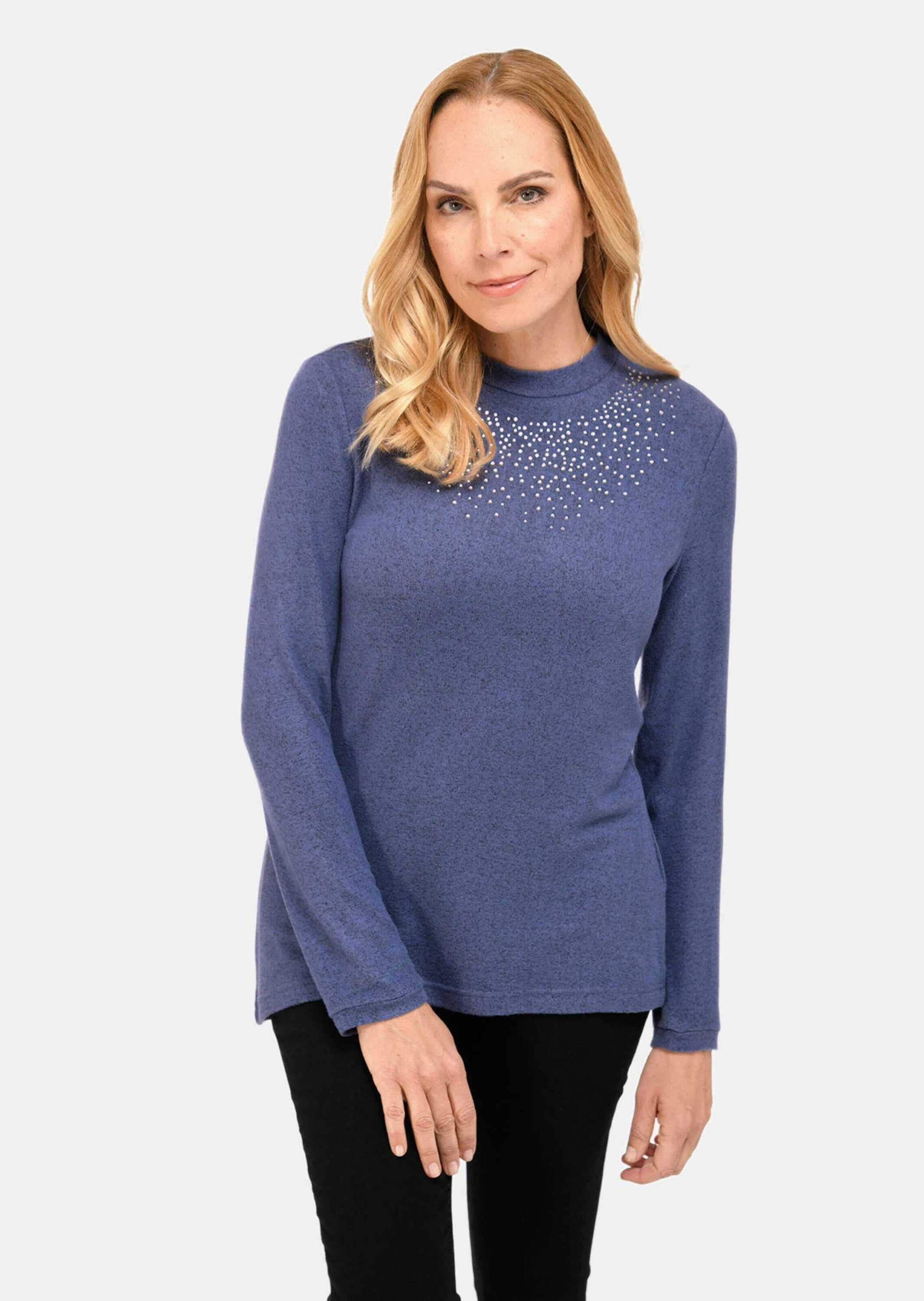 GOLDNER Longpullover »Strickshirt Angenehm weiches Shirt mit Glitzersteinen«