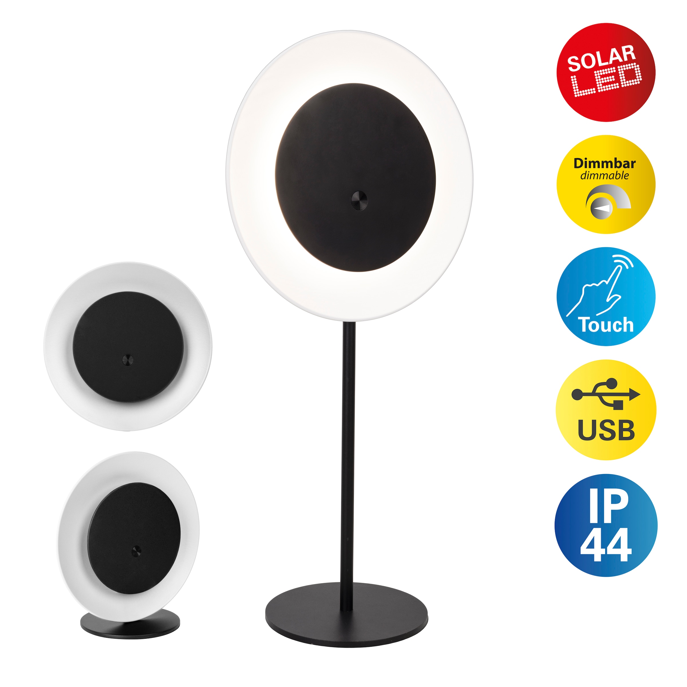 näve LED Solarleuchte »Solan« LED-Modul 1 Stk. Warmweiß 4in1 Akku-Solar-Tisch-Hängeleuchte, Touchschalter, USB, dimmbar