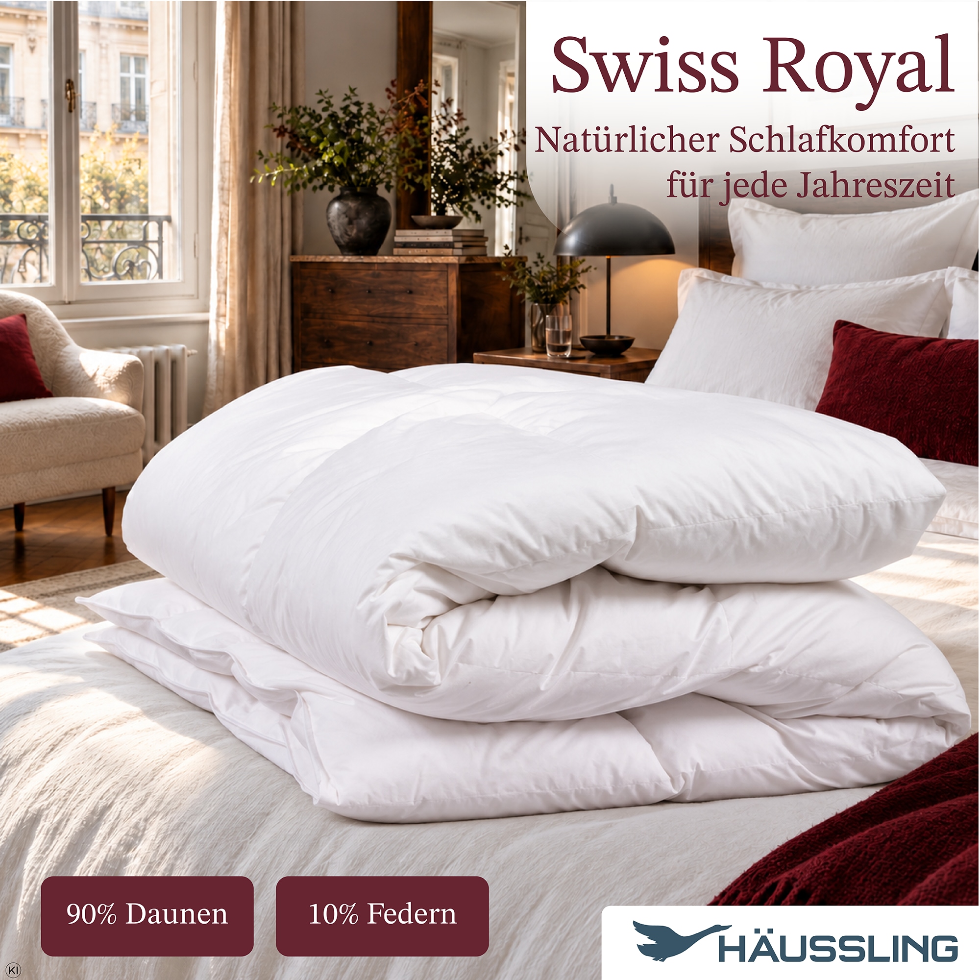 Haeussling Daunenbettdecke »Swiss Royal 90% Daunen, Bettdecken für Sommer und Winter« leicht Füllung 90Daunen10Federn 1 Stk. tlg. Bettdecke 135x200 cm, 155x220 cm & weitere Größen, Made in Germany