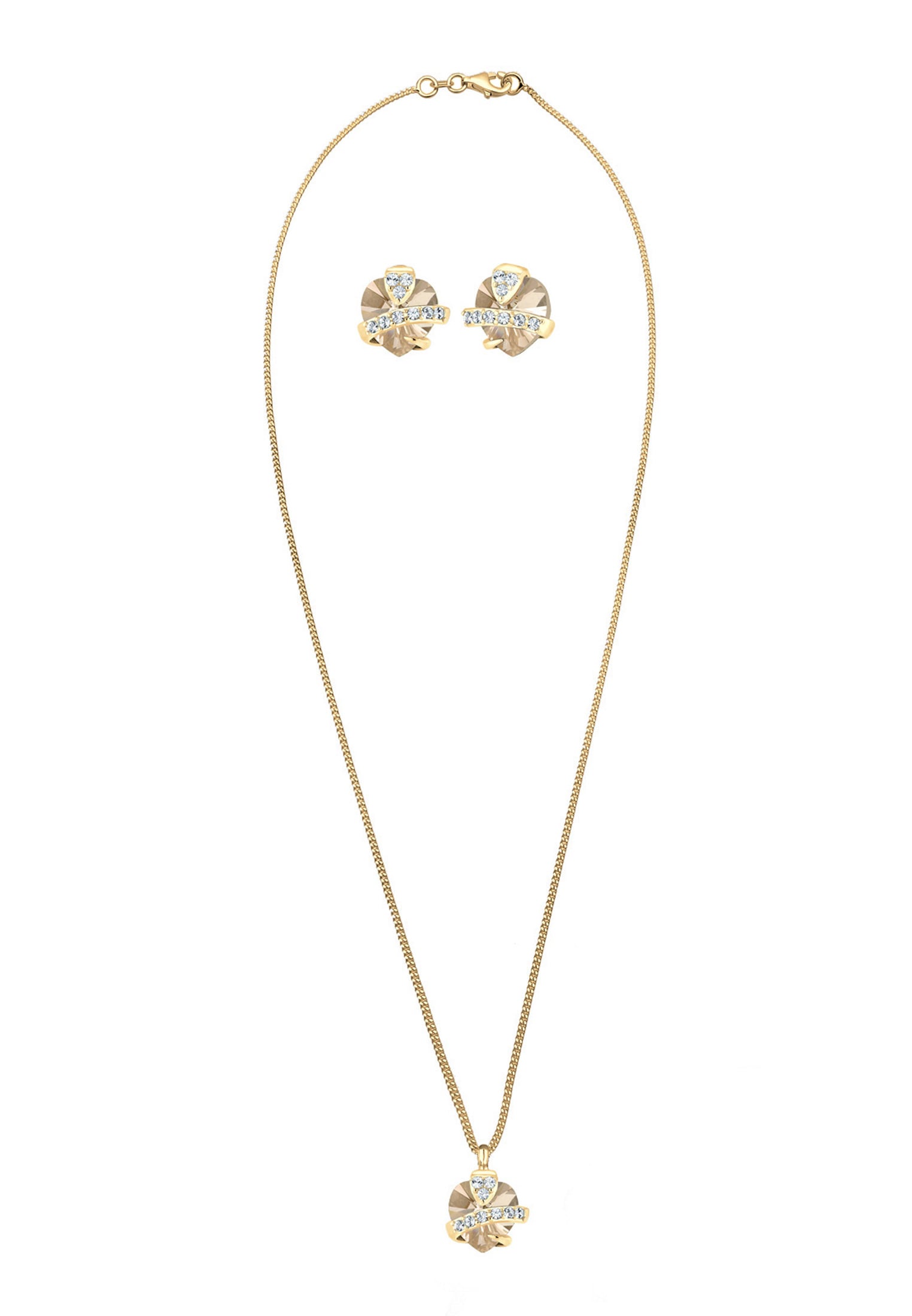 Elli Ohrring und Ketten Set »Schmuckset Herz Glamourös 925 Silber, mit Kristallen von Swarovski®« ()