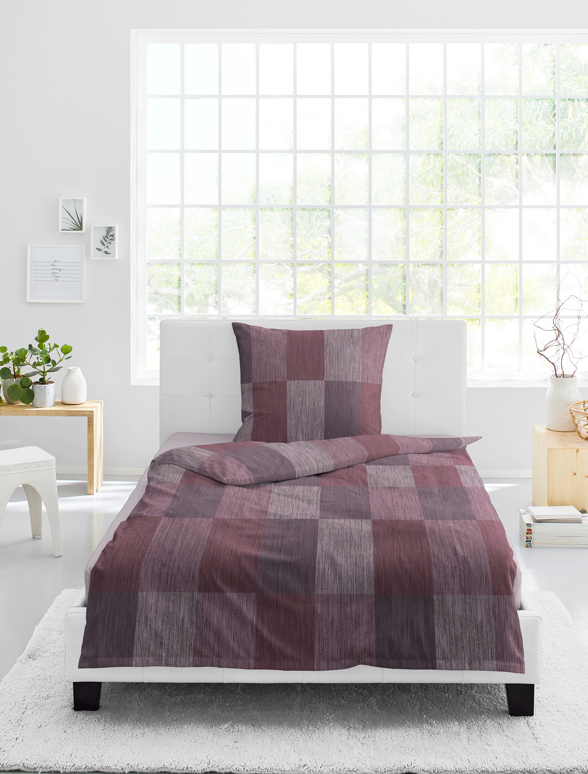 BIERBAUM Bettwäsche »4142« 2 Stk. tlg. Biber, 100 % Baumwolle, pflegeleicht, kuschelig weich