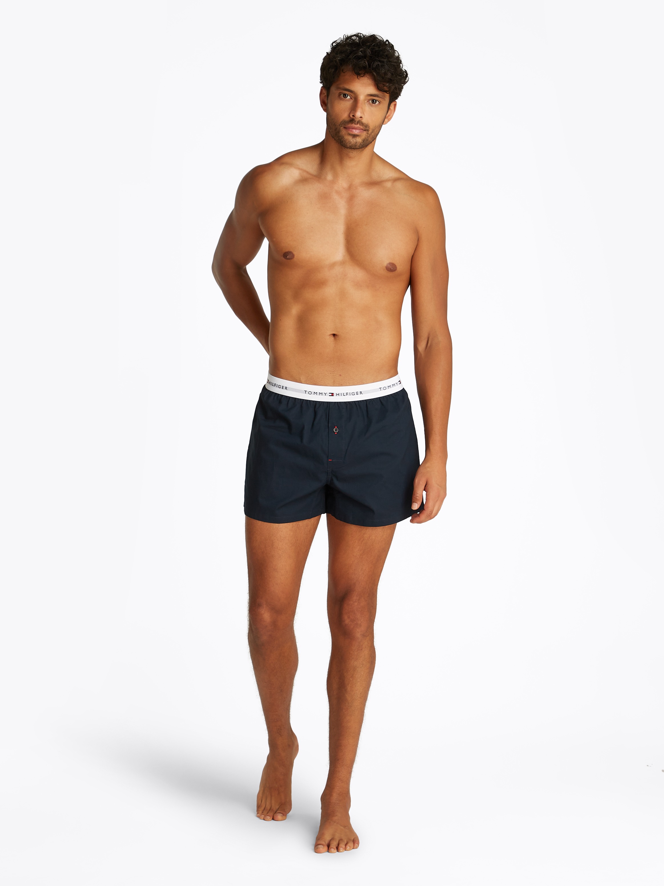 Tommy Hilfiger Underwear Webboxer »2P WOVEN BOXER«, (Packung, 2 St., 2er), mit Logobund