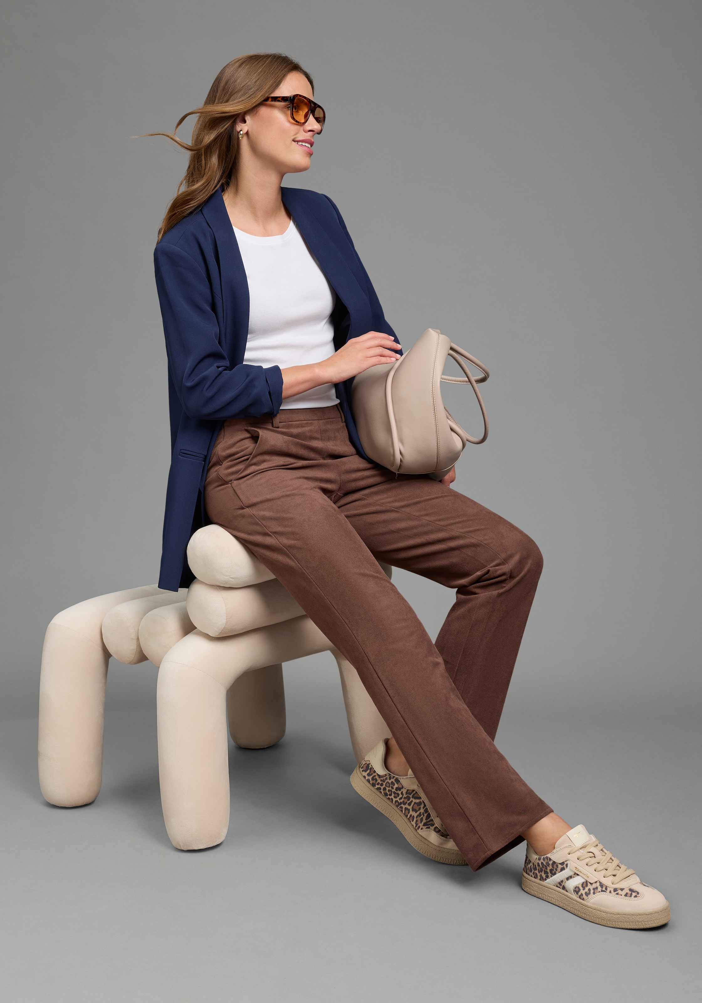 Laura Scott Lederimitathose  Bootcut-Passform, Weiches, elastisches Wildlederimitat