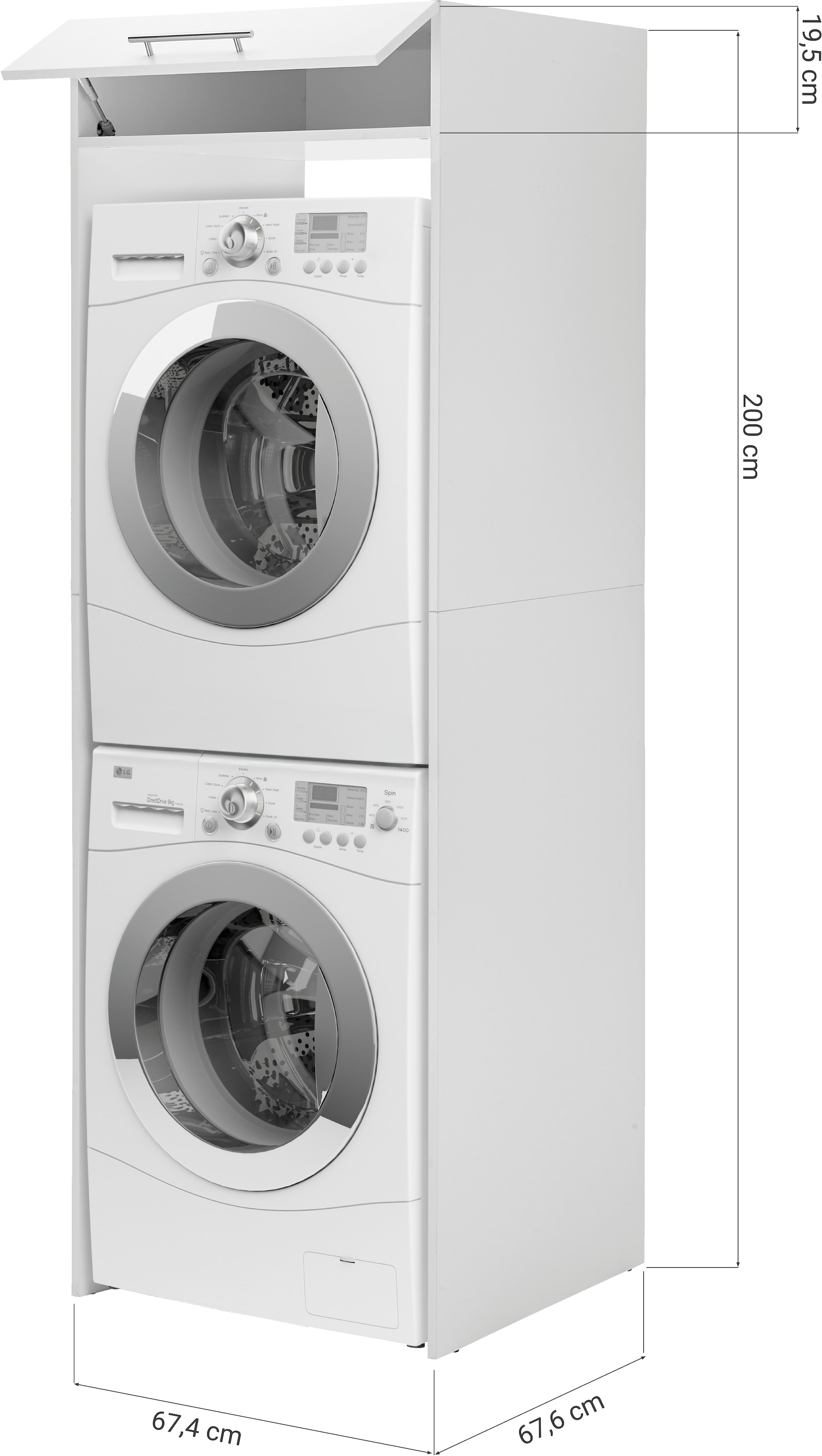 RESPEKTA Waschmaschinenumbauschrank »Clara« (B x T x H)  67,4 x 67,6 cm x 200 cm