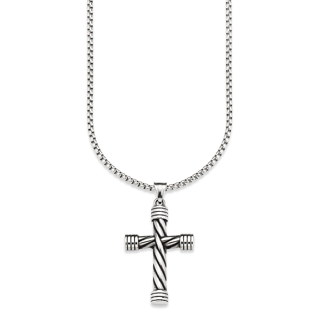 Bruno Banani Kette mit Anhänger »Schmuck Geschenk, Halskette Kreuz Seil gedreht Venezianerkette Silber«