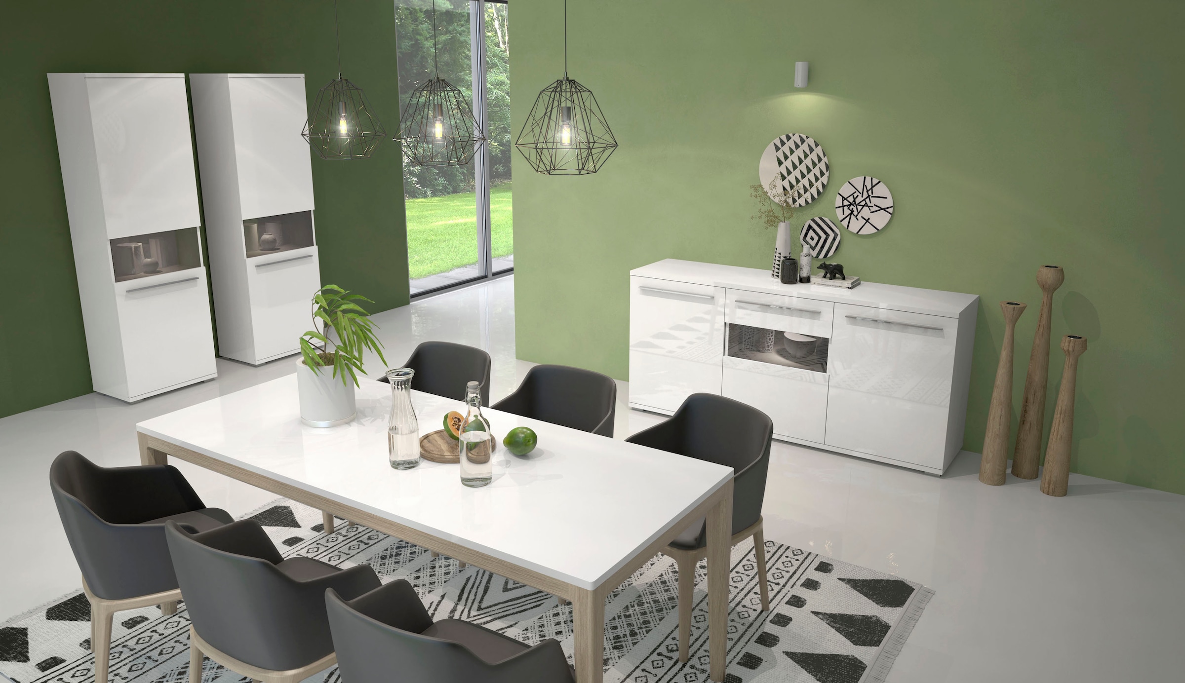 Places of Style Vitrine »Piano«, UV lackiert, Soft-Close Funktion