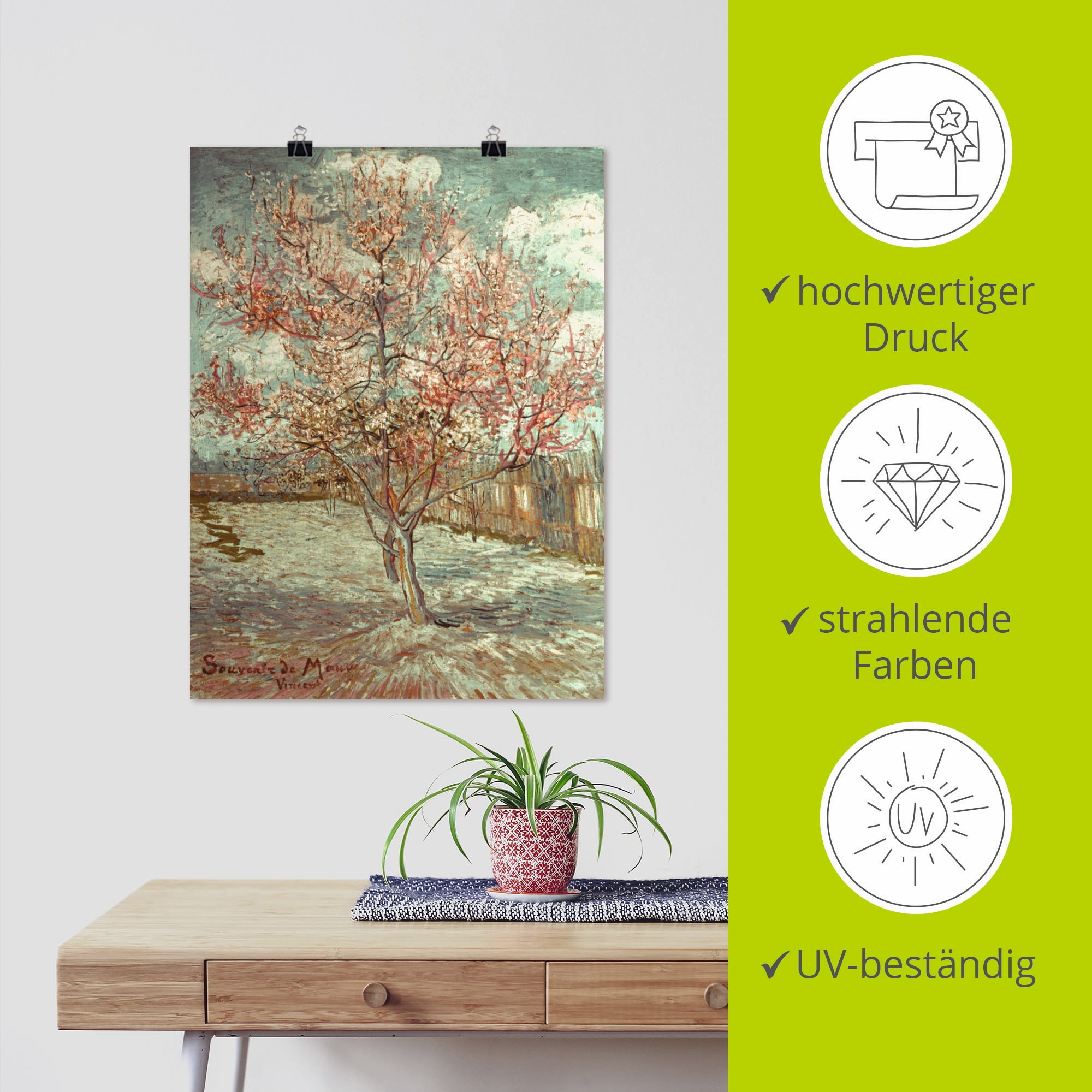 Artland Wandbild »Blühender Pfirsichbaum, 1888« Wiesen & Bäume 1 Stk. tlg. als Alubild, Outdoorbild, Leinwandbild, Poster, Wandaufkleber