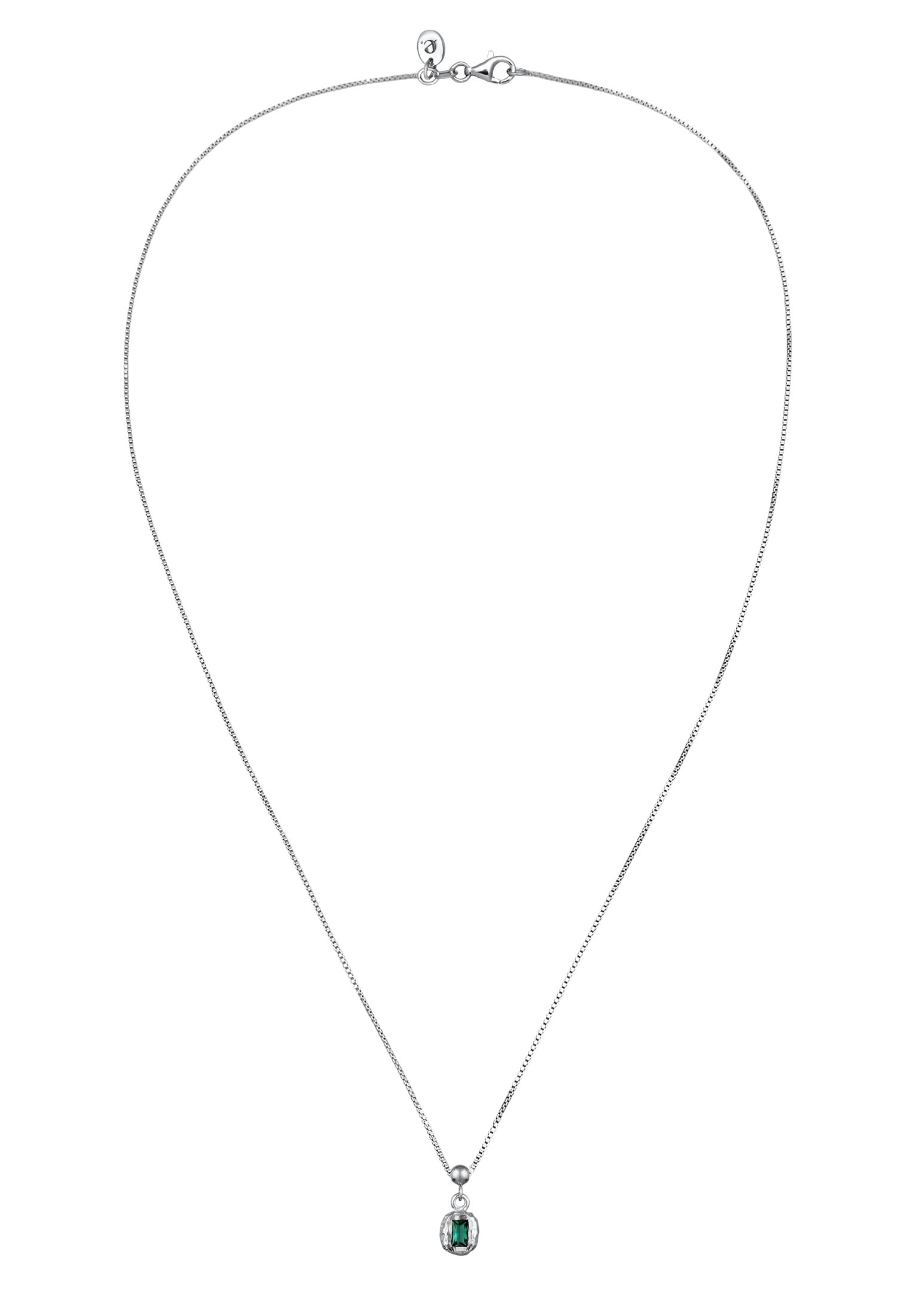 Elli Premium Kette mit Anhänger »Halskette Rechteck Synthetischer Smaragd Grün 925 Sterling Silber«