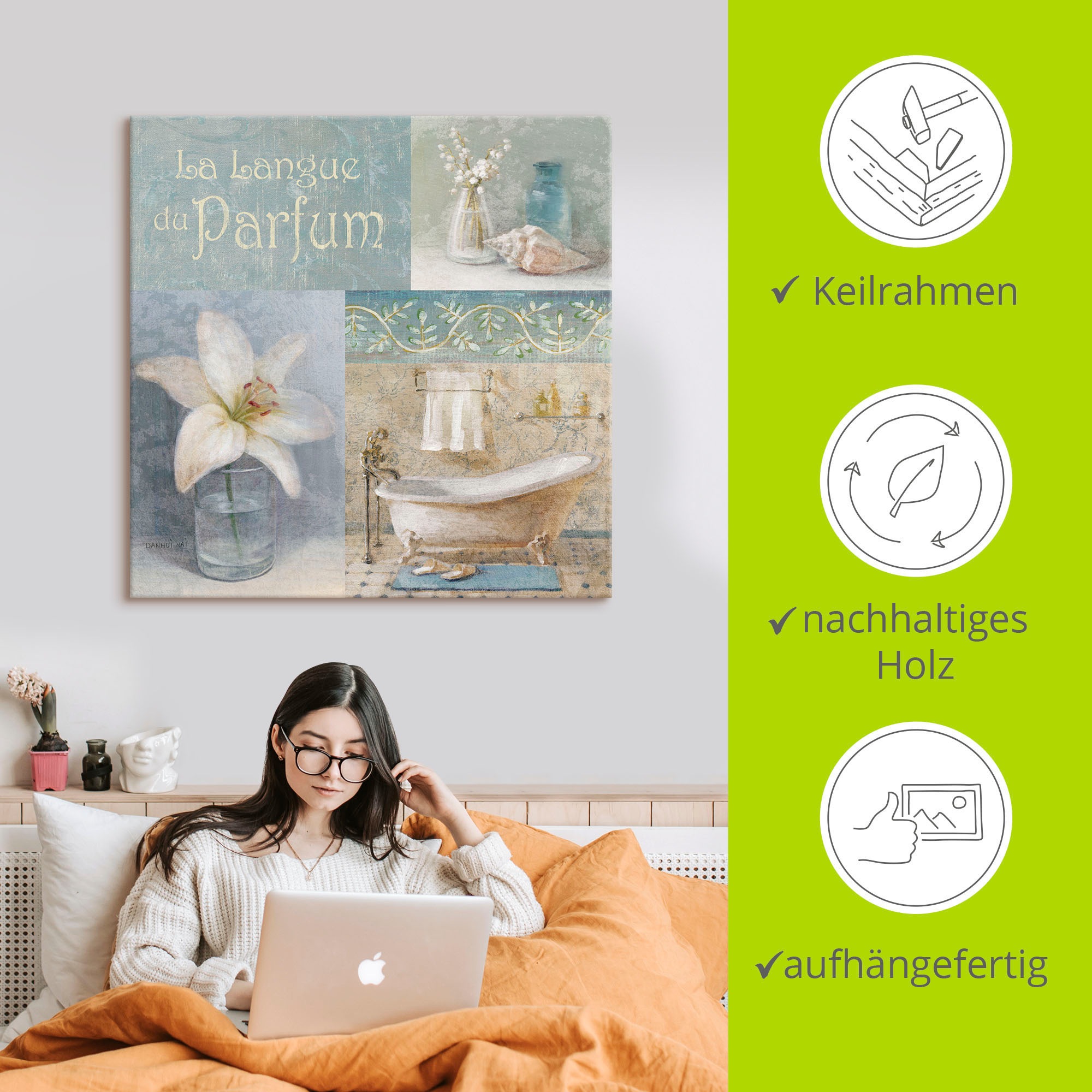 Artland Leinwandbild »Parfum I«, Arrangements, (1 St.), auf Keilrahmen gespannt