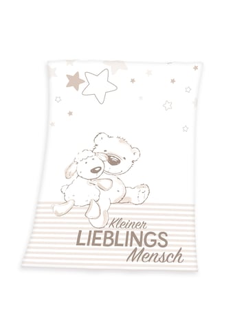 Babydecke »Kleiner Lieblingsmensch«, mit Teddy und Schaf, Kuscheldecke