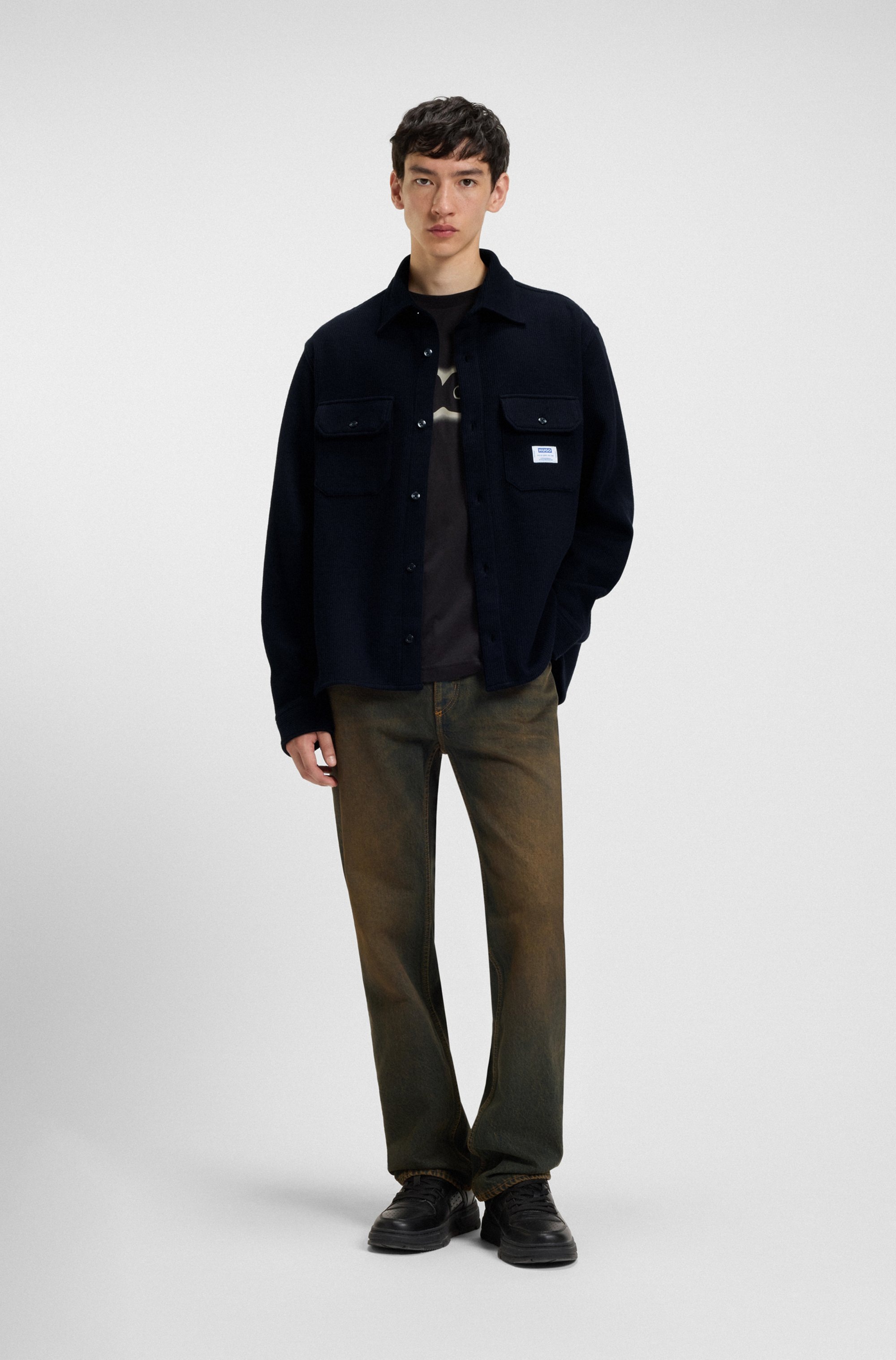 HUGO Blue Langarmhemd »Ekynone« Oversize Fit