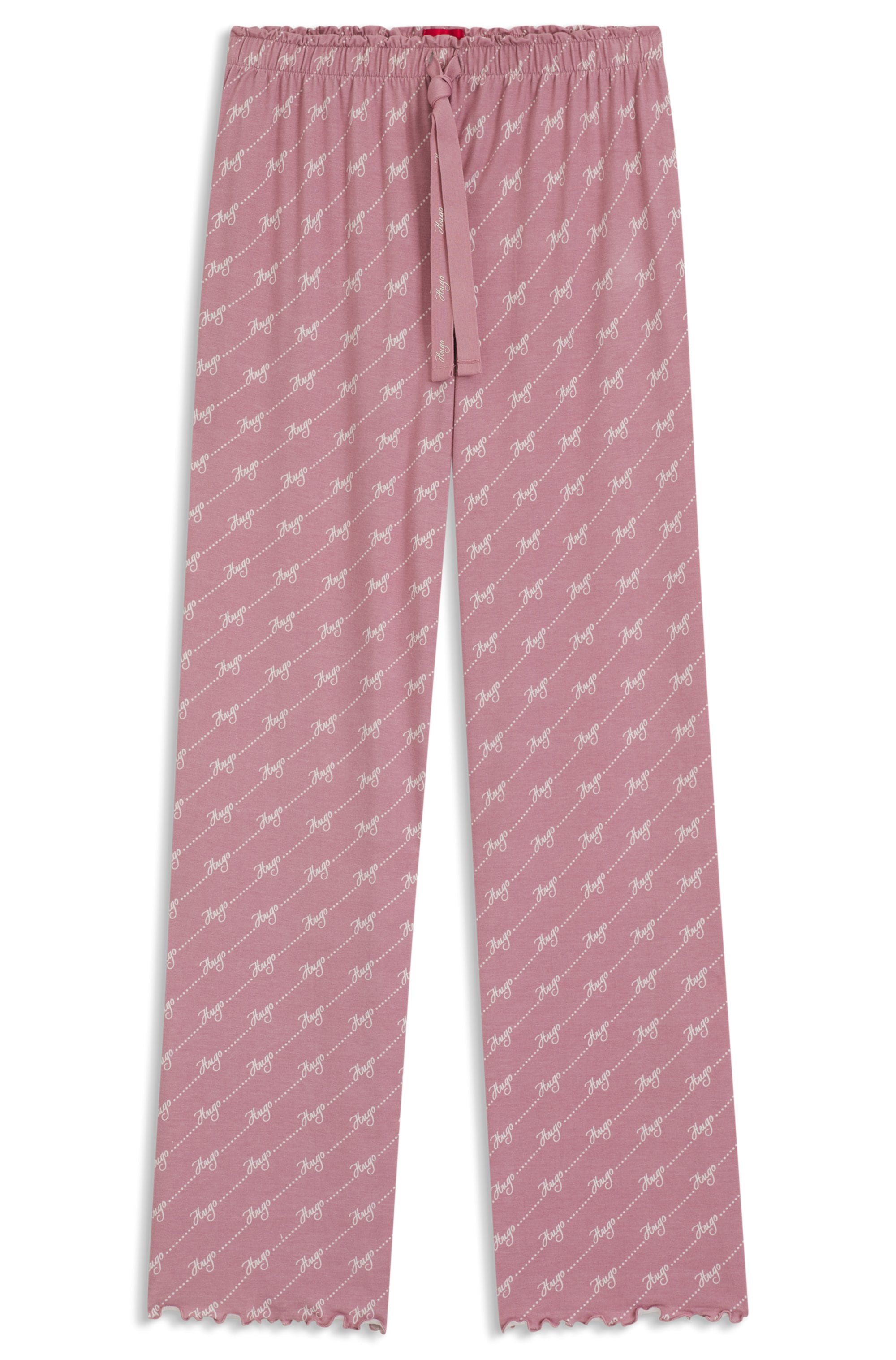 HUGO Underwear Pyjamahose, elastischer Bund, gerader Schnitt, gewellte Kanten