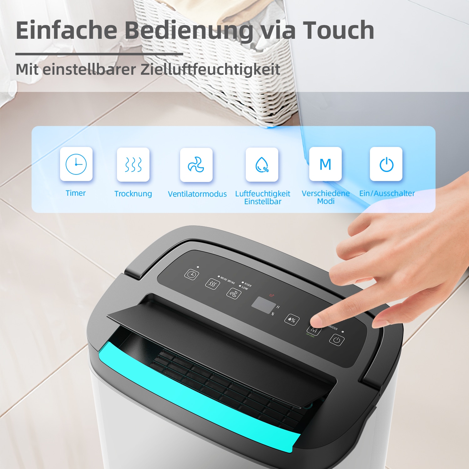 be cool Luftentfeuchter »BC50LEF2301«, für 125 m³ Räume, Entfeuchtung 50 l/Tag