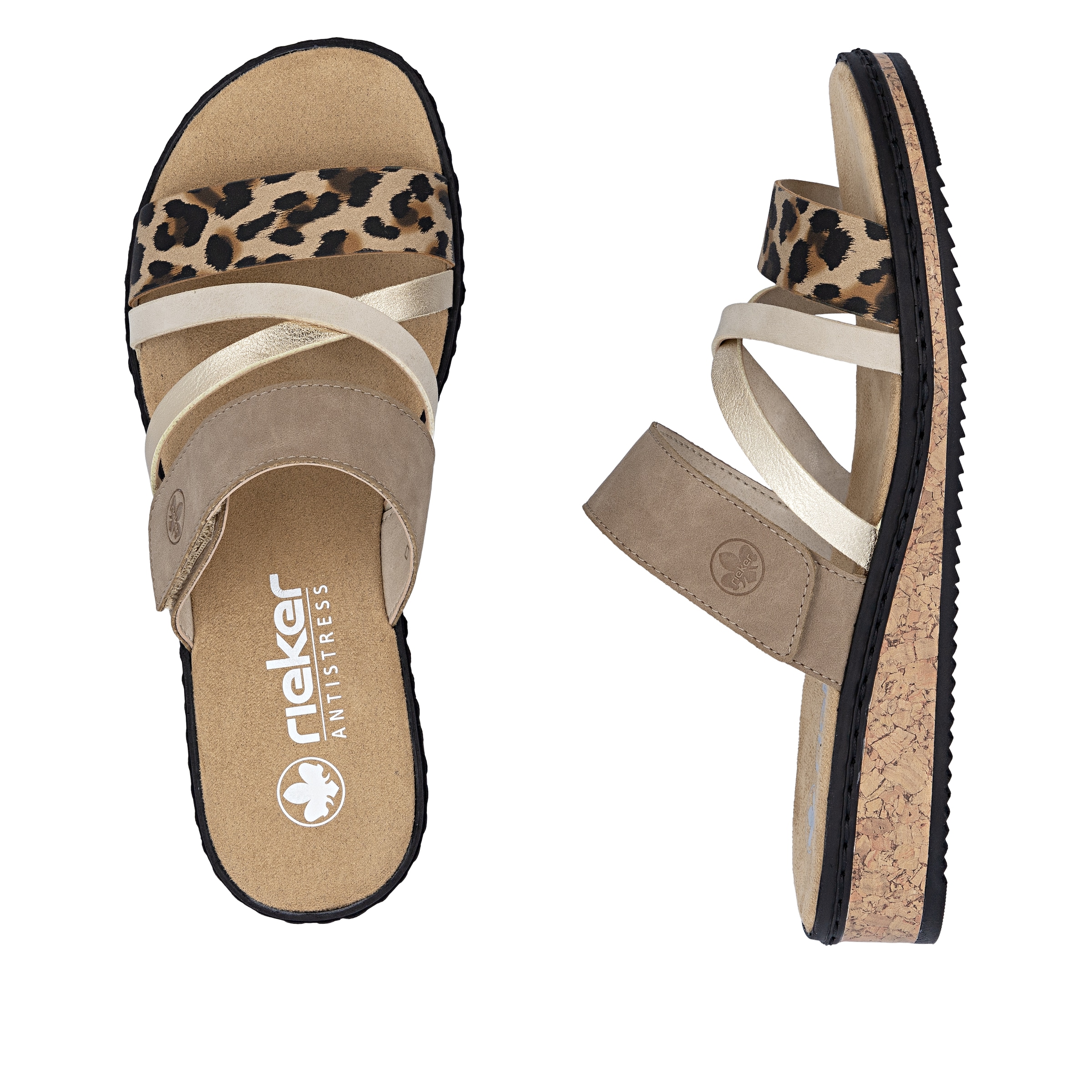 Rieker Pantolette  Keilabsatz, Sommerschuh, Schlappen mit Klettriemchen
