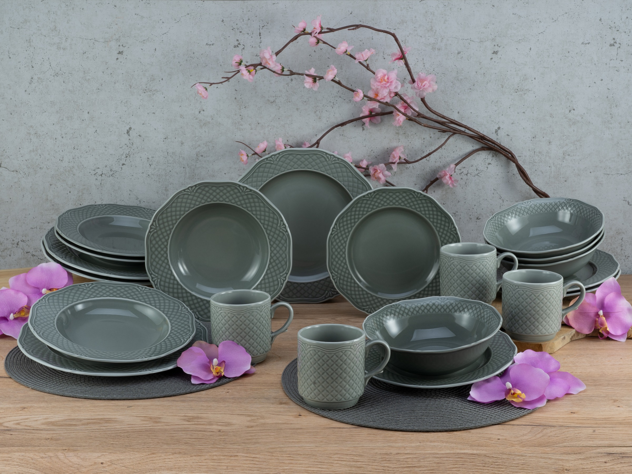 CreaTable Kombiservice »Arianne«, (Set, 20 tlg.), Vintage-Look, ausdrucksstarkes Relief
