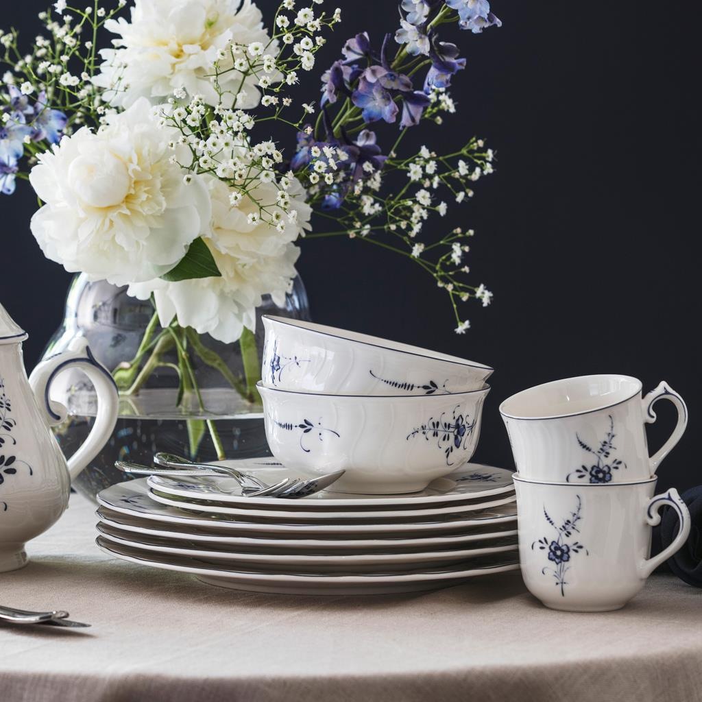 Villeroy & Boch Schale »Dessertschalen Vieux Luxembourg ø 12,9 cm 6er Set weiß-blau« 6 Spülmaschinenfest, Mikrowellensicher