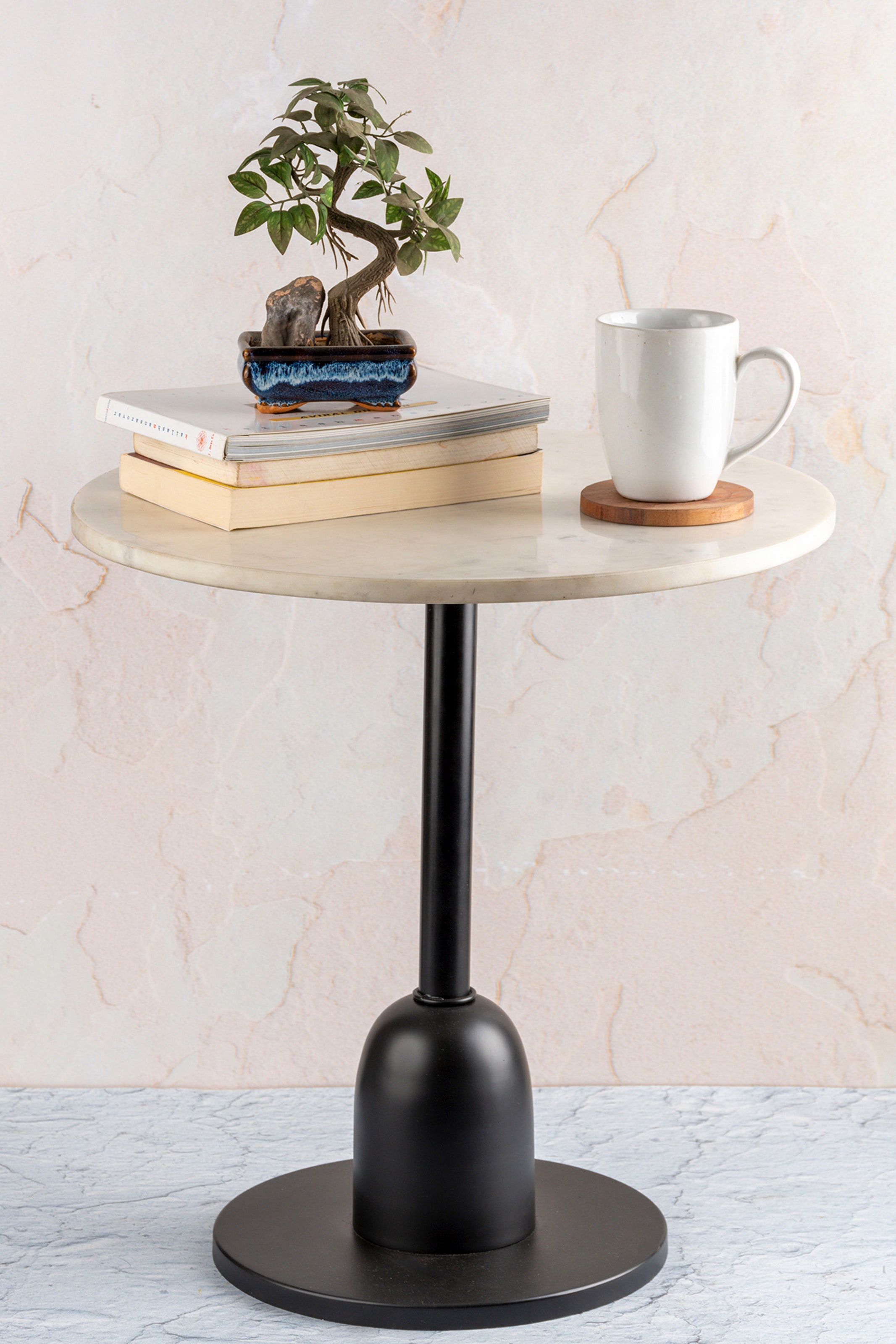 Kayoom Beistelltisch »Gordon 125, einzigartiges Design durch Herstellung in Handarbeit« 1 Stk. tlg. Industrial Style, Tischplatte aus Marmor, runde Form