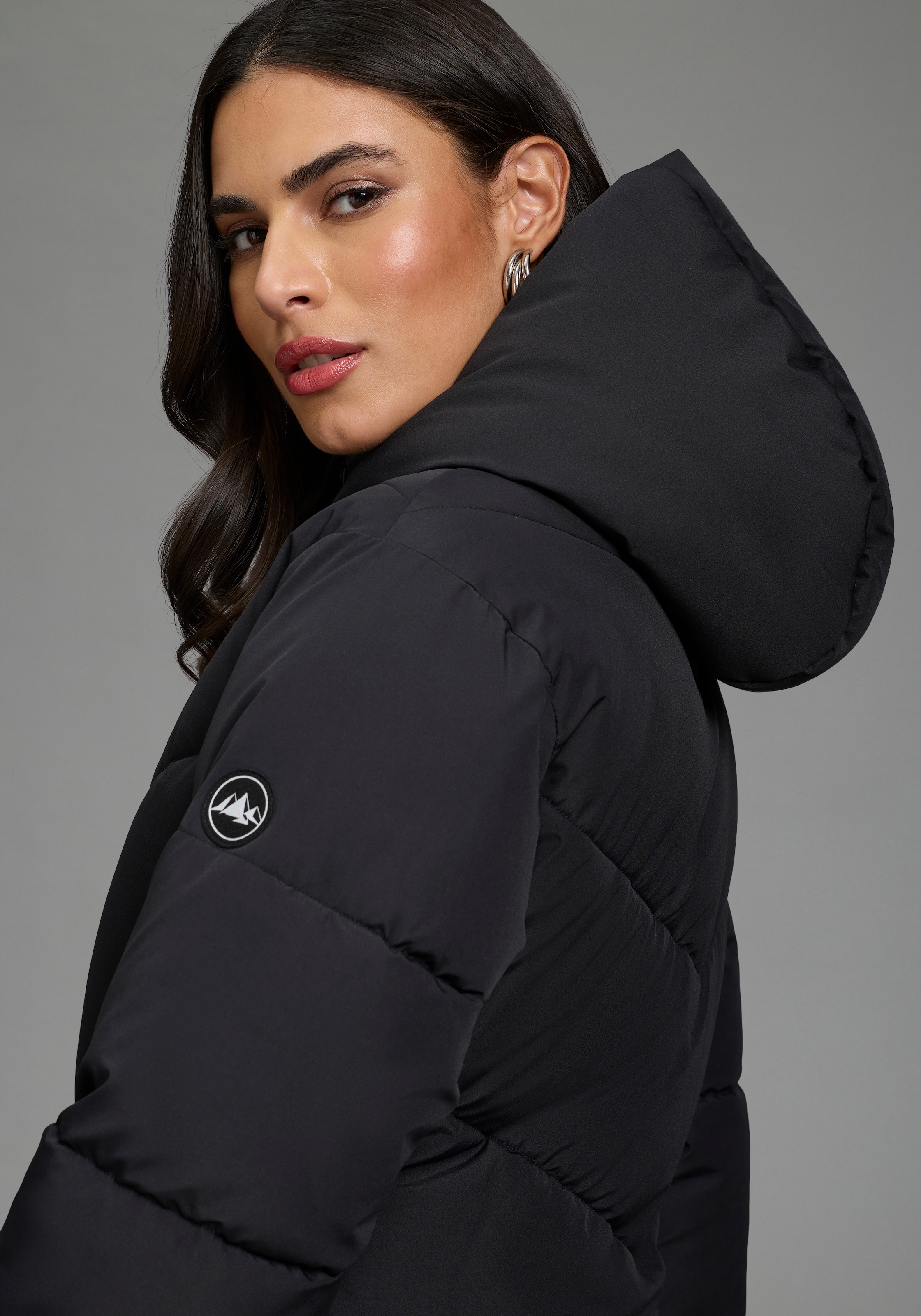 Polarino Steppjacke mit Kapuze Puffer Jacke mit Kapuze, figurumspielend, wärmend