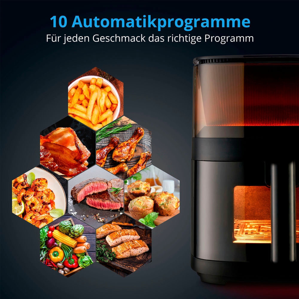 Medion® Heißluftfritteuse »MD11780 X10 XL mit Sichtfenster«, 1500 W, Dampfsprayfunktion, 5L, digitales Bedienfeld, 10 Automatikprogramme