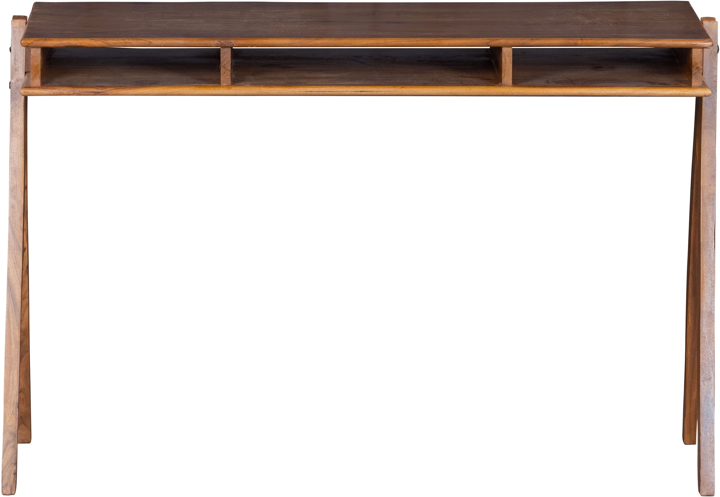 WOOOD Schreibtisch »Compartment aus Akazienholz mit drei offenen Fächern 120x50x78 cm« Tragkraft Blatt 25 kg, einfach zu montieren, sichtbare Maserung