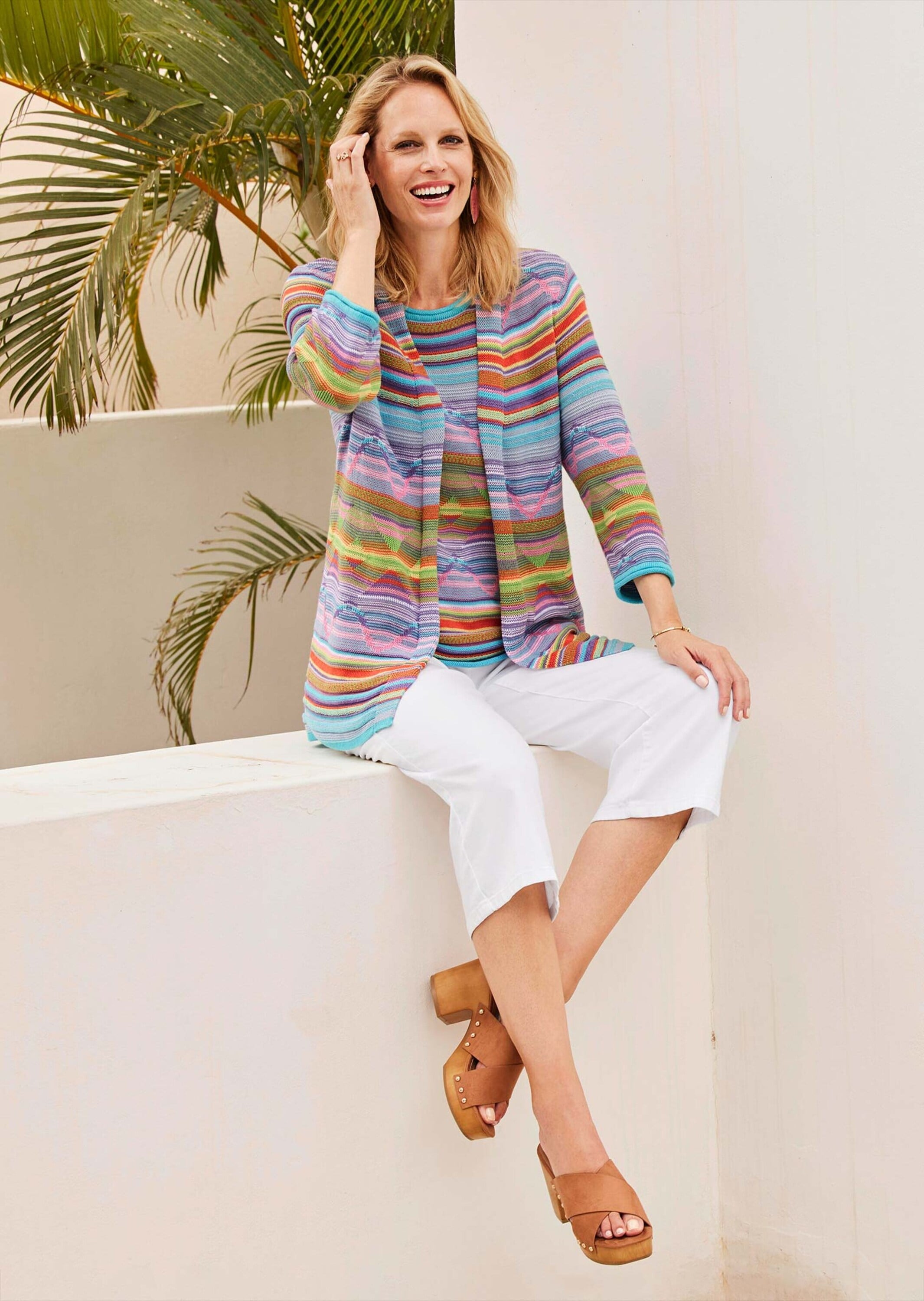 GOLDNER Strickjacke »Kurzgröße Abstrakt gemusterte Jaquardstrickjacke in offener Schnittform«