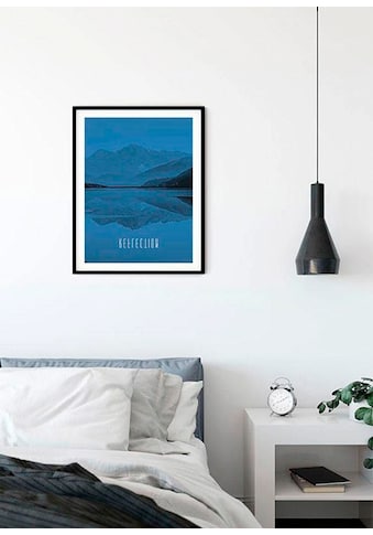 Poster »Word Lake Reflection Blue«, Natur, (1 St.)