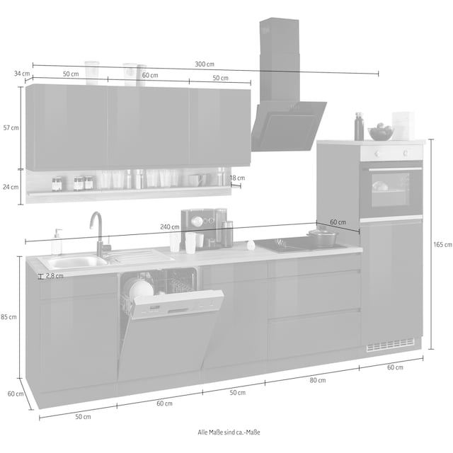 HELD MÖBEL Küche »Virginia«, Breite 300 cm, mit E-Geräten bequem kaufen