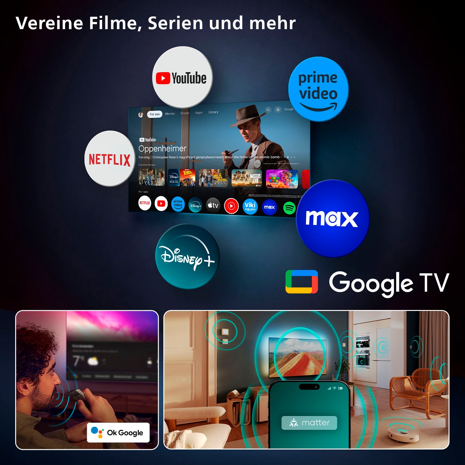 Philips OLED-Fernseher »77OLED910/12«, 4K Ultra HD, Google TV-Smart-TV