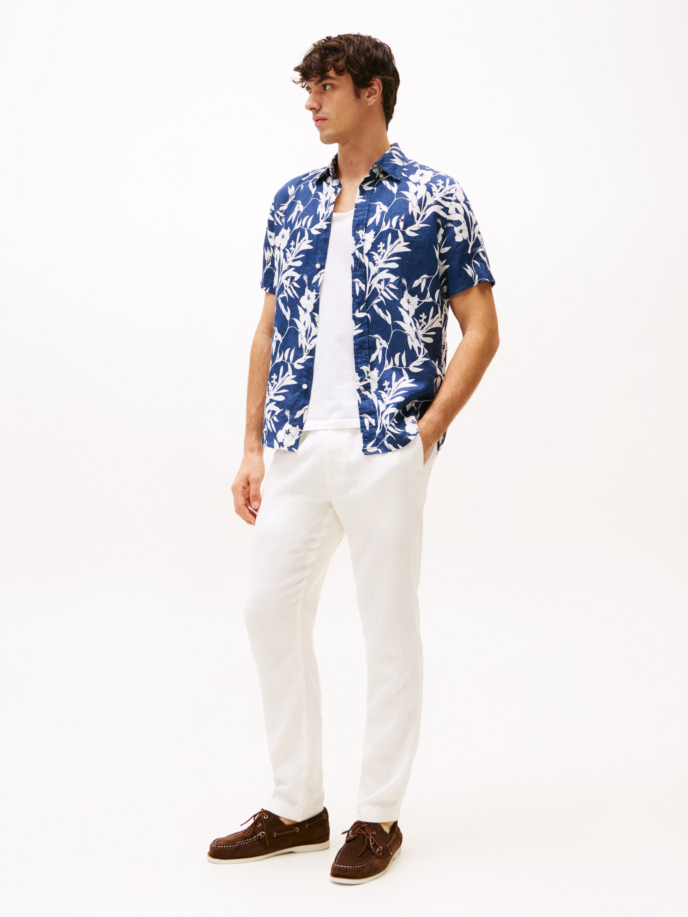 Tommy Hilfiger Leinenhemd »LINEN TROPICAL PRT SS RF SHIRT«, mit Allover Flowerprint