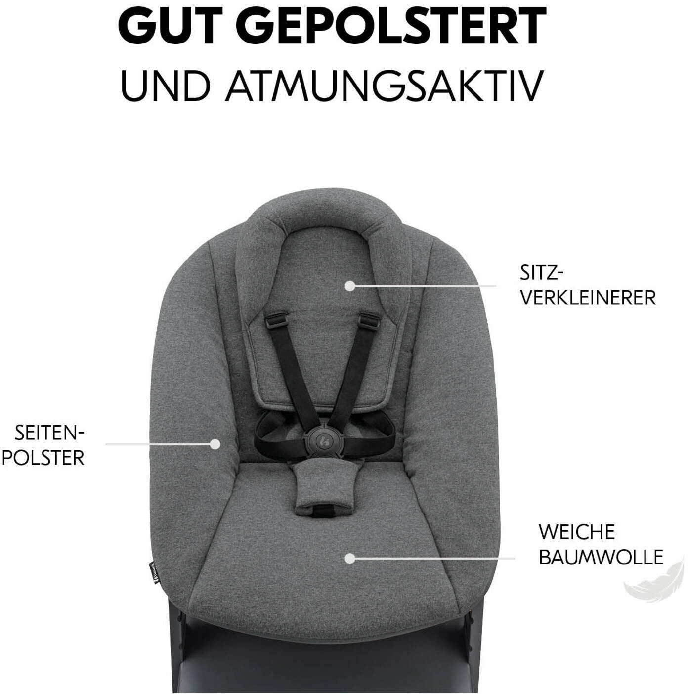 Hauck Hochstuhl »Alpha Newborn Set Plus, Dark Grey«, mit Newborn Aufsatz; FSC® - schützt Wald - weltweit