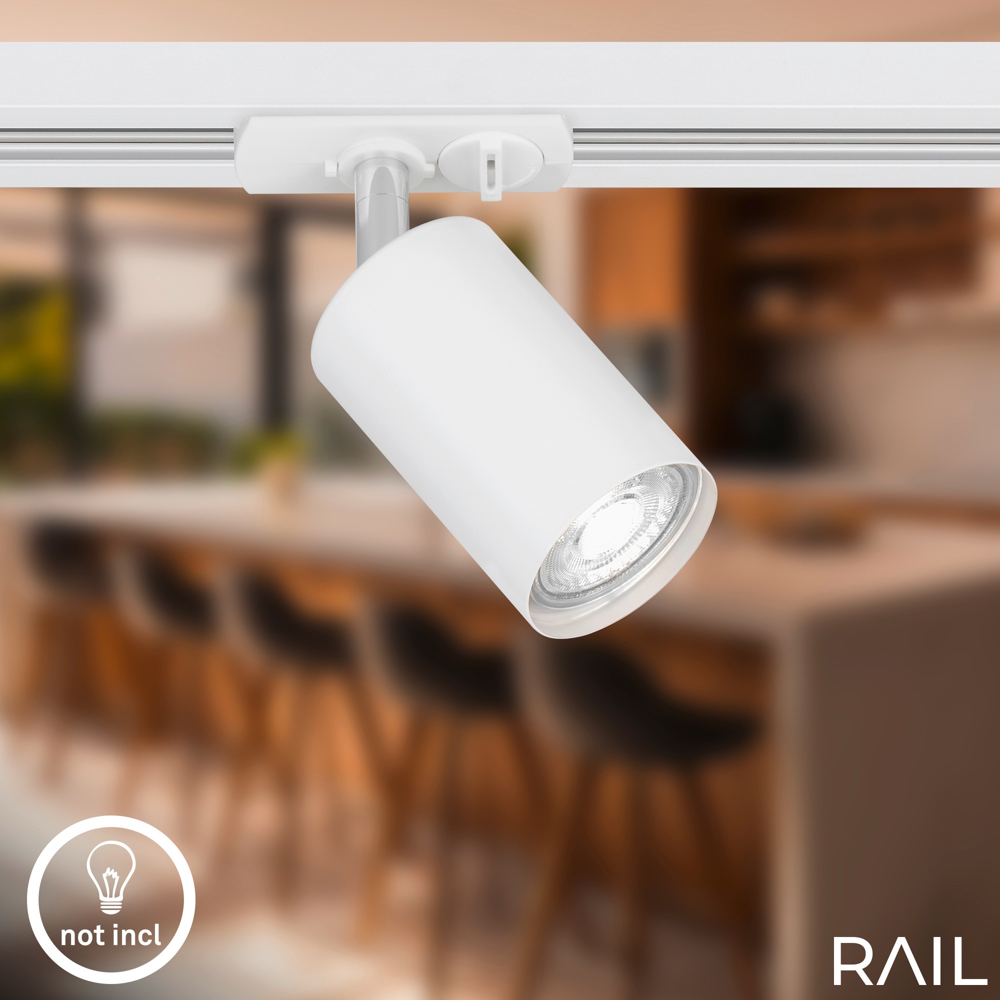 Briloner Leuchten Schienensystem-Sets »RAIL« GU10 9 Stk. Schienensystem Rail 1,5 m Weiß max. 9W Decke Wohnzimmer Büro Küche