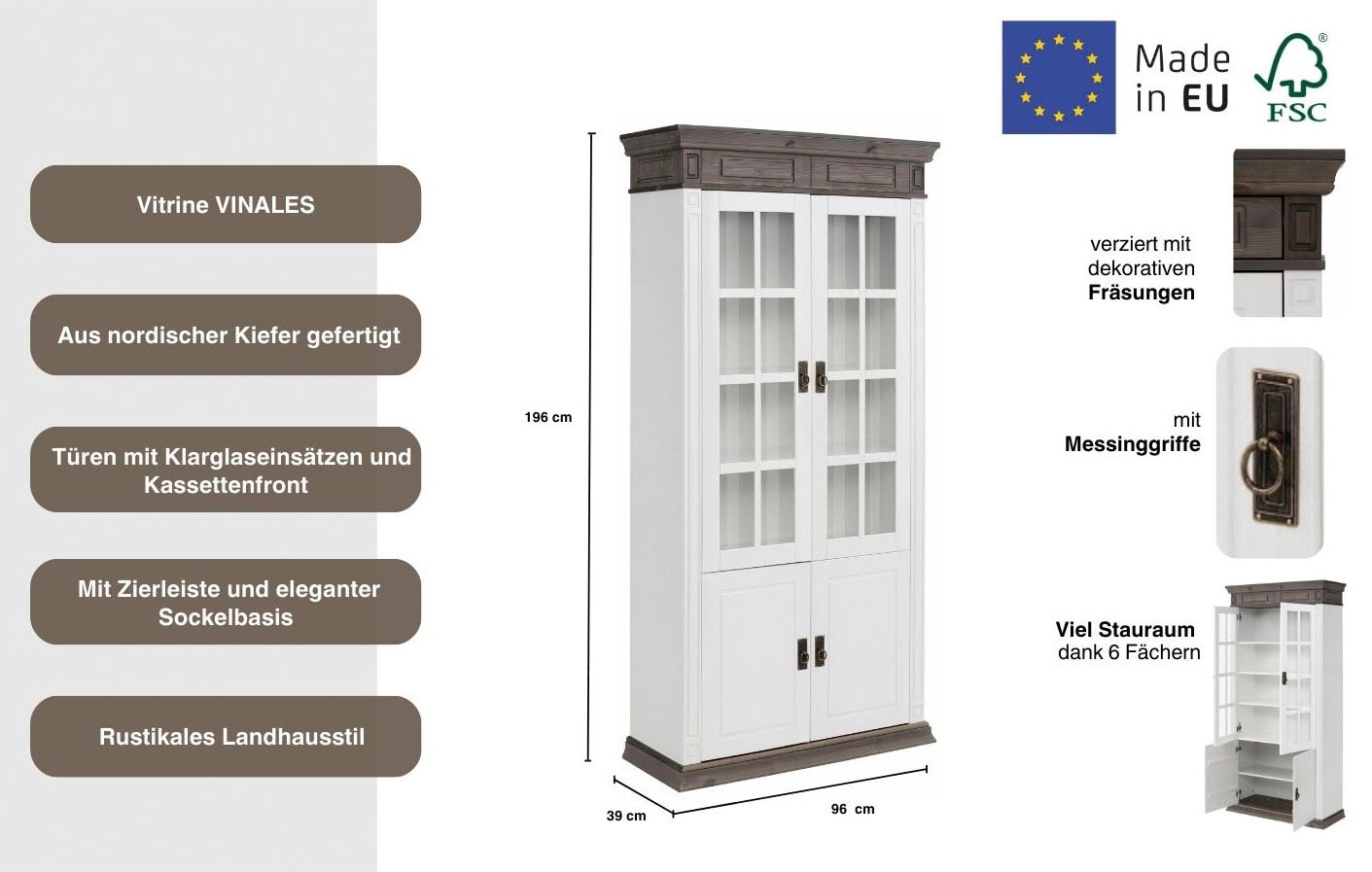 OTTO home Vitrine »Vinales« , Höhe 196 cm