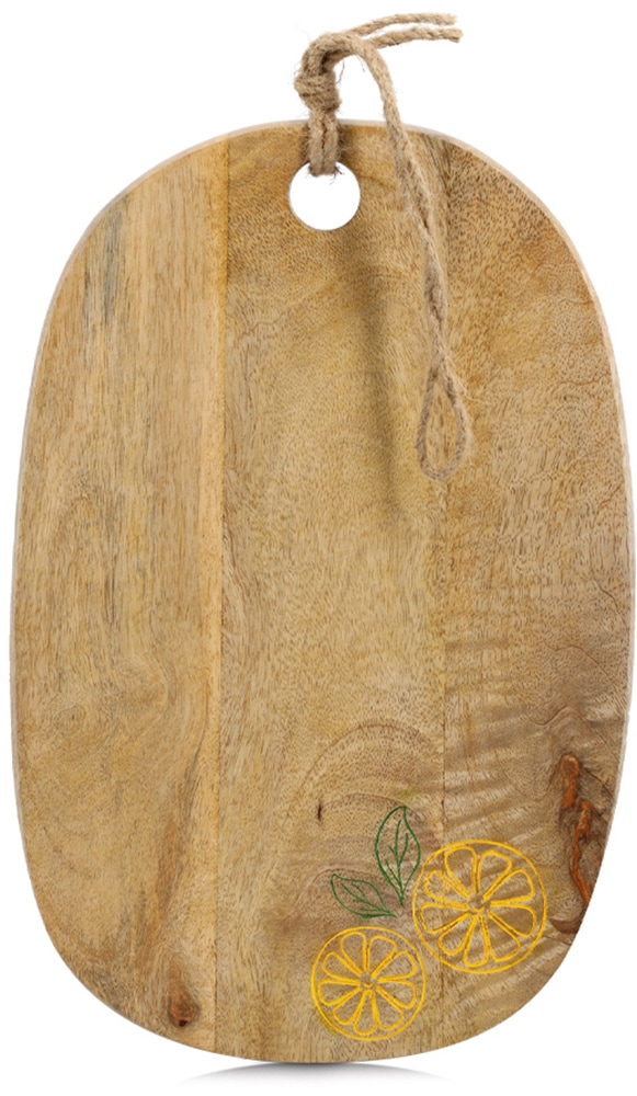 Zeller Present Servierbrett »Schneide-/Servierbrett "Lemon", Mangoholz« Zitronenmotiv, natürliches Material