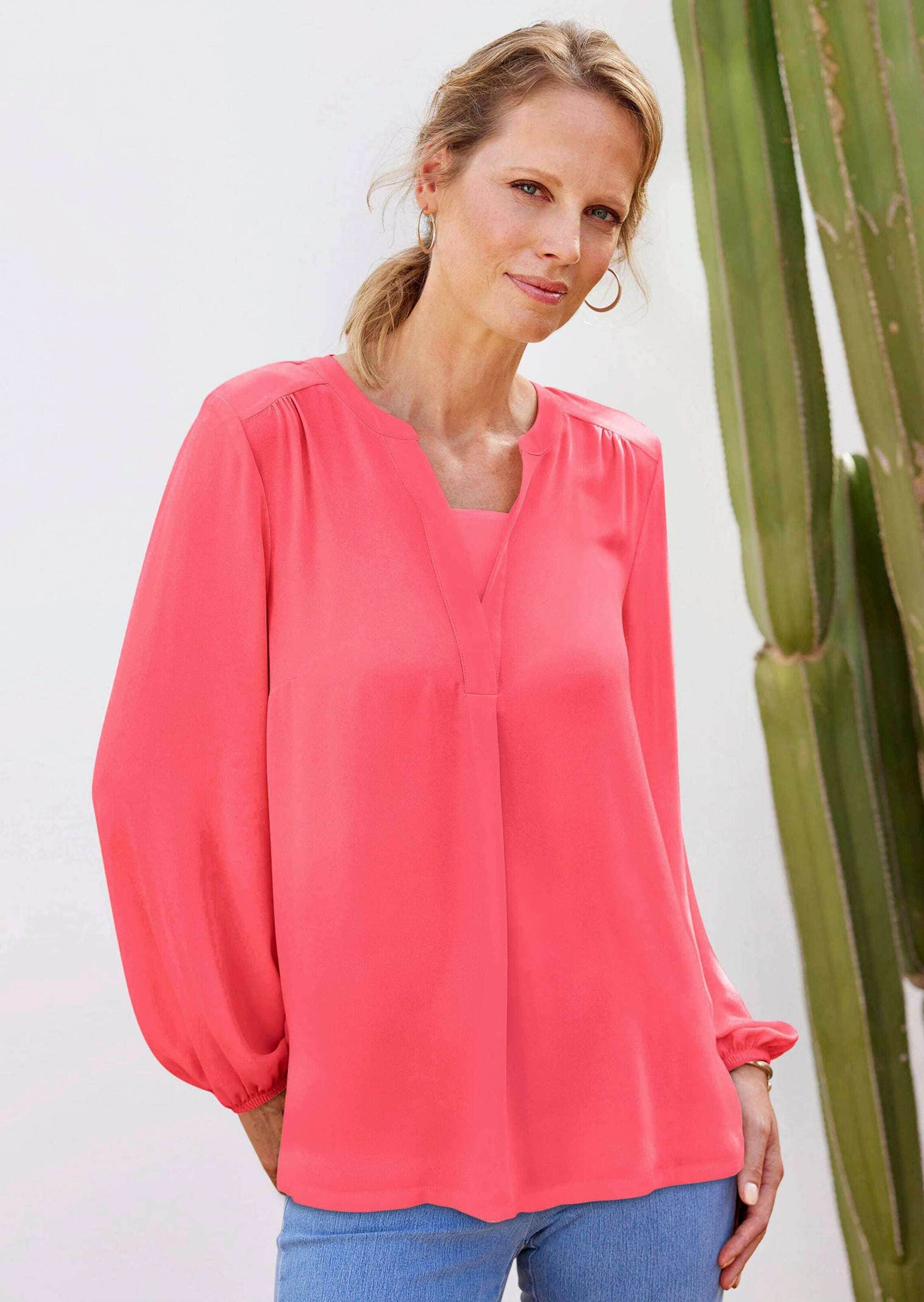 GOLDNER Tunika »Bluse mit Tunika Ausschnitt« Falten