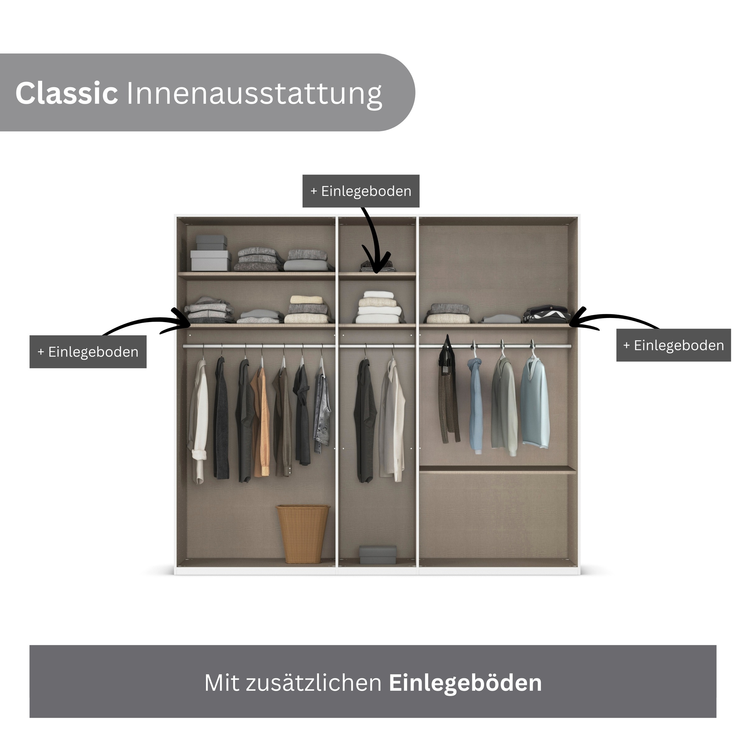rauch Kleiderschrank »Drehtürenschrank Schrank Garderobe Wäscheschrank Schlafzimmer AVOLA«, (in 3 verschiedenen Ausstattungen BASIC/CLASSIC/PREMIUM), mit hochwertigen Stangengriffen aus Metall in Schwarz MADE IN GERMANY