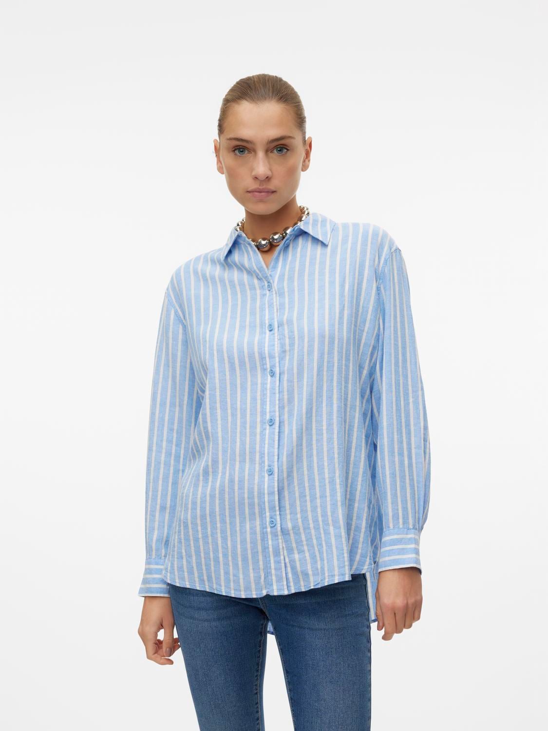 Vero Moda Hemdbluse »VMLINN LINEN LS SHIRT WVN NOOS«, hochwertige Qaulität mit Leinen