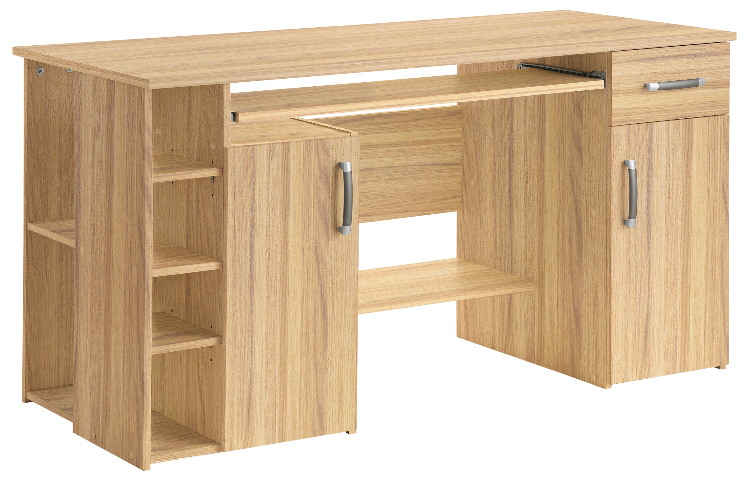 VOGL Möbelfabrik Schreibtisch »Tim mit seitlich offenen Fächern & Tastaturauszug,«, Druckerablage, 1 Schublade, Breite 138 cm, Made in Germany