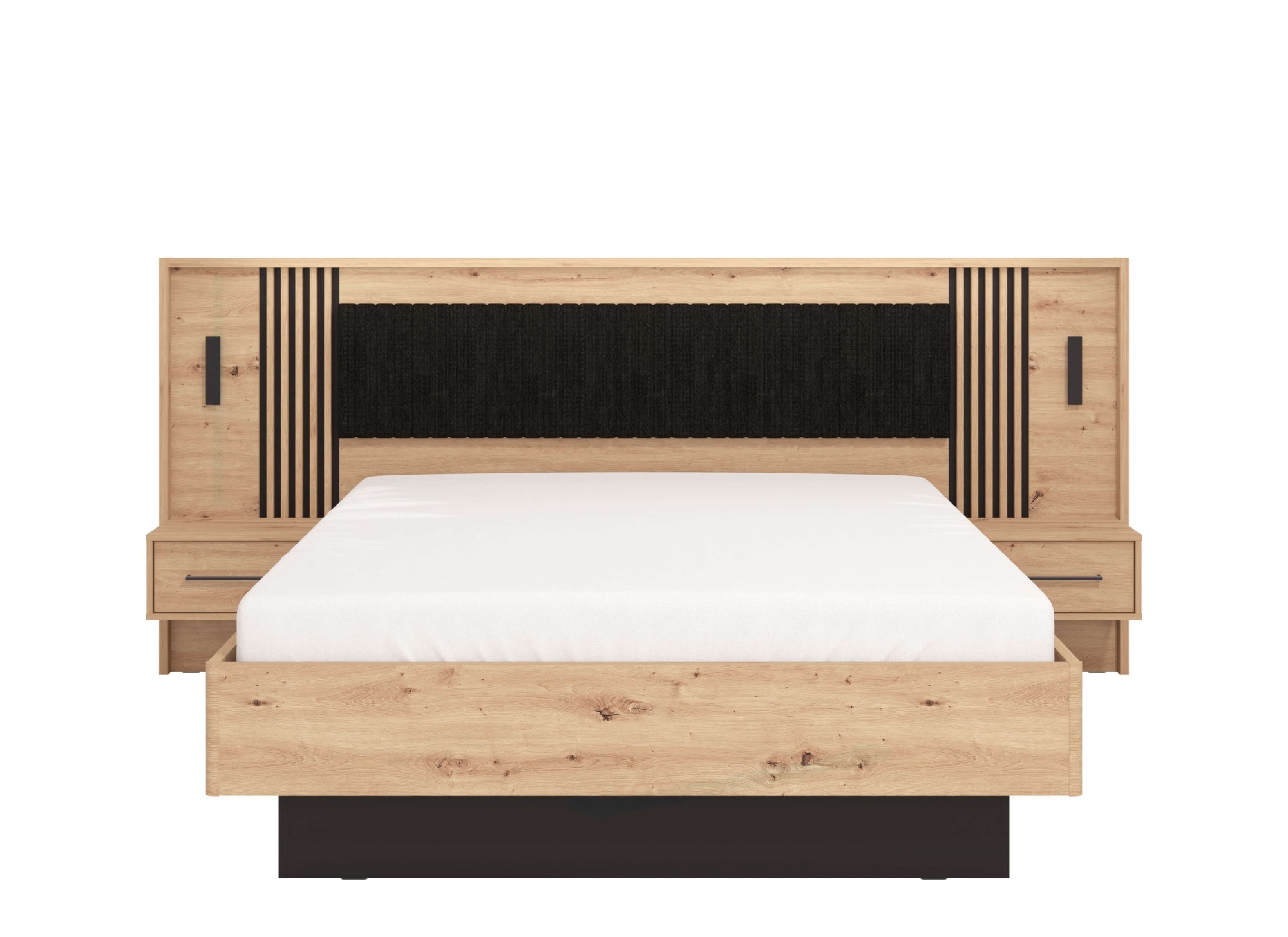INOSIGN Bettgestell »Ascalon, Liegefläche 160x200cm, gepolstertes Kopfteil«, Bettanlage mit 2 Wandpaneelen inkl.Nachttische, 3D-Look durch Lamellen