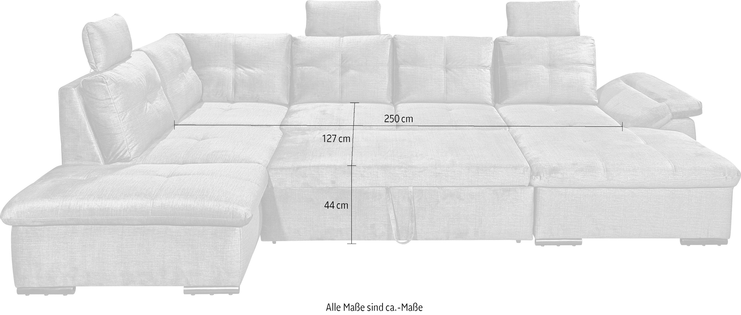 ED EXCITING DESIGN Wohnlandschaft »Alija U-Form«, mit Bettfunktion, Bettkasten, Armteilverstellung & Kopfstützen