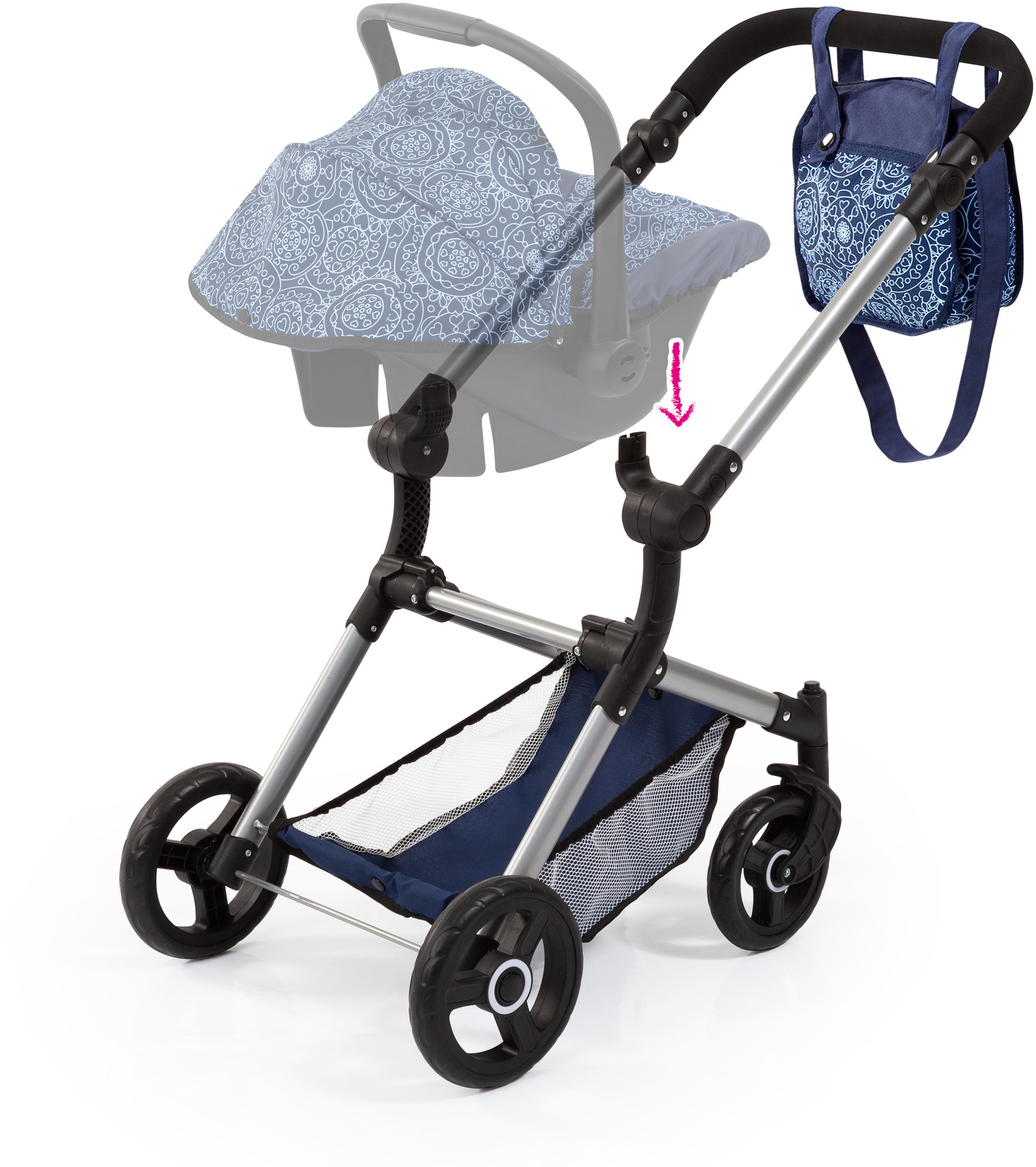 Bayer Kombi-Puppenwagen »Vario, Blau«, inkl. Wickeltasche