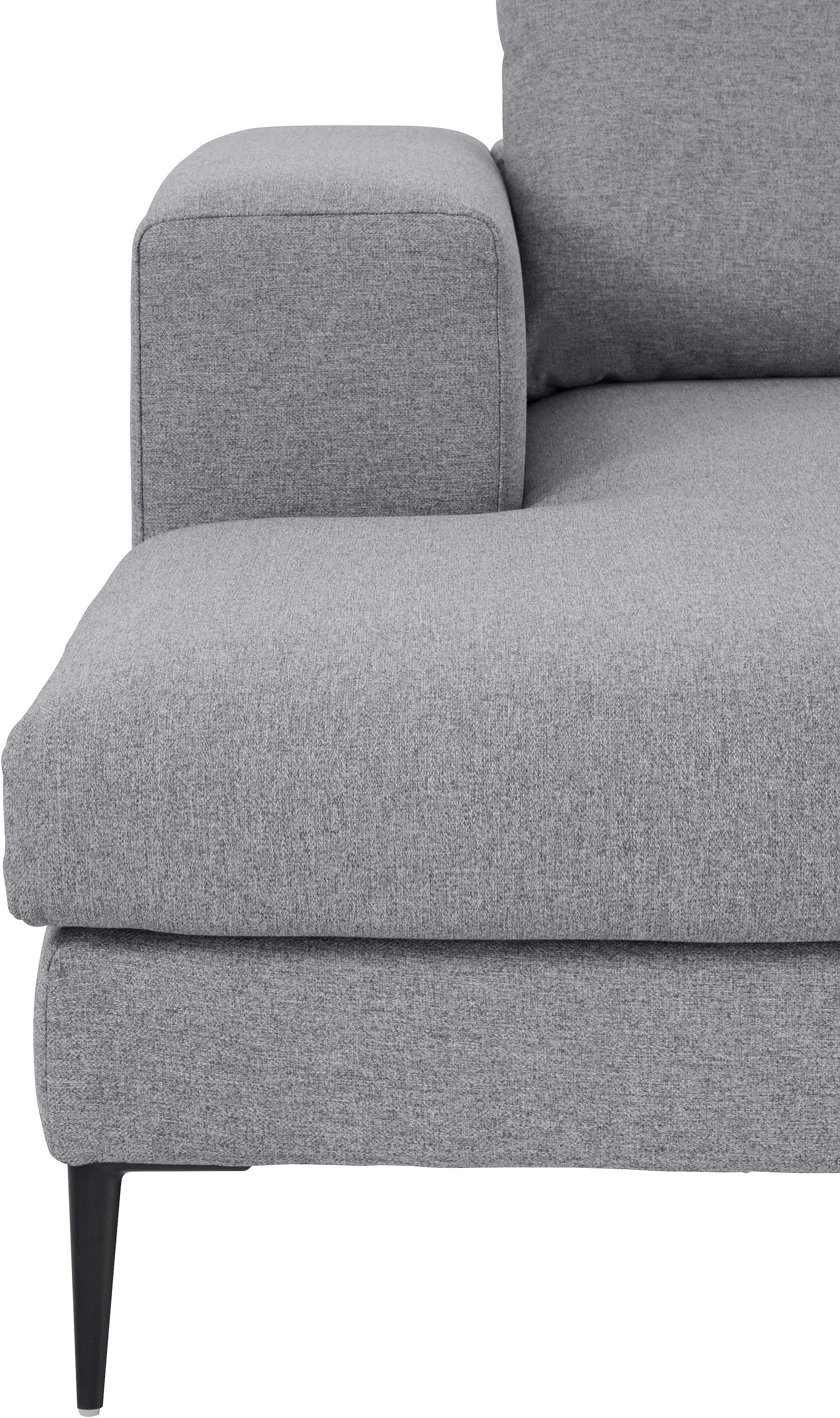 Home affaire Ecksofa »Aurora, L-Form, mit extra breiter Recamiere, 324 x 170 cm (BxT)« Designsofa mit tollem Sitzkomfort, extra hohe Metallfüße schwarz