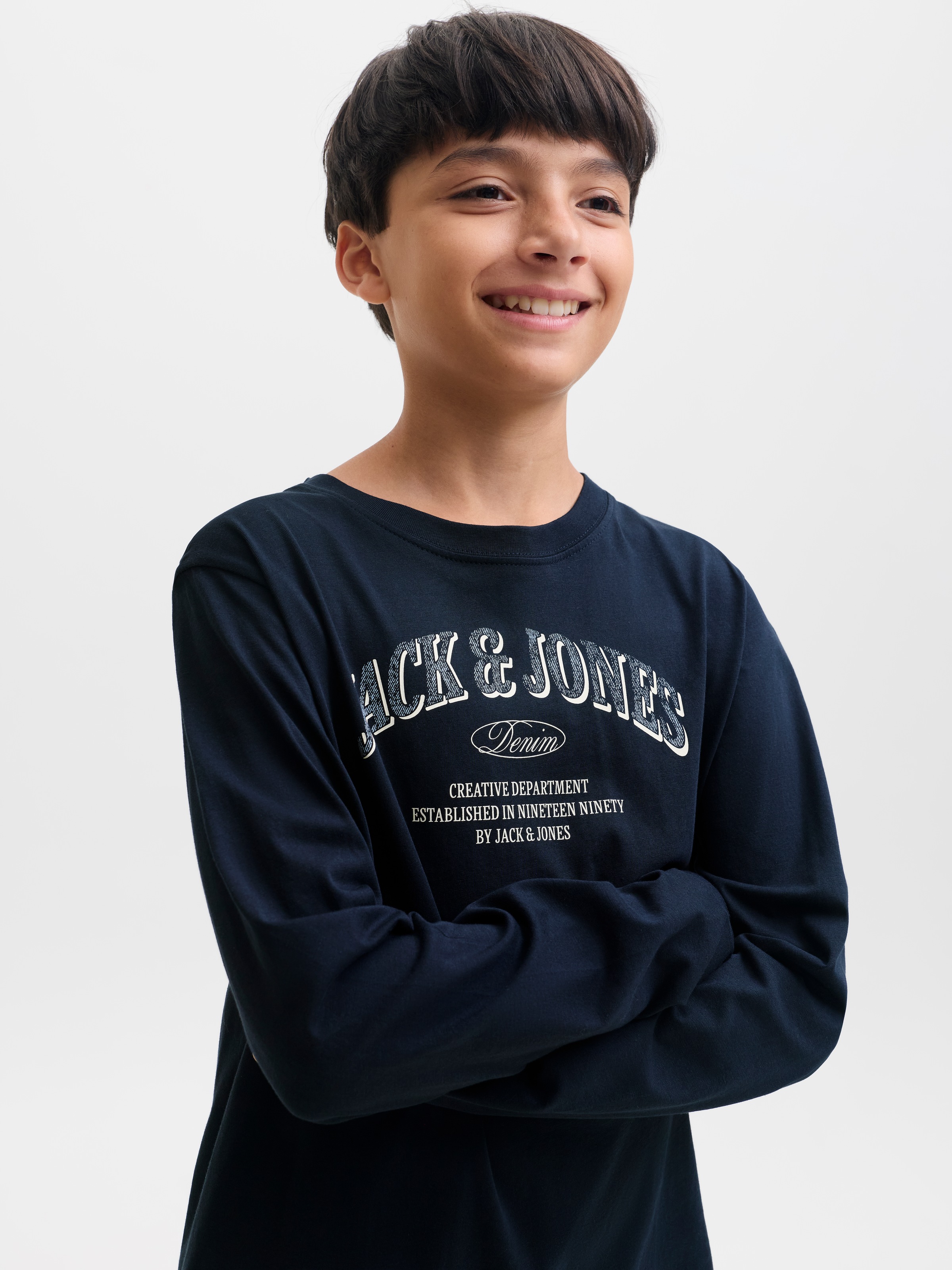 Jack & Jones Junior Langarmshirt »JJEDENVER LOGO TEE LS O-NECK SN JNR« Baumwolle, relaxed fit